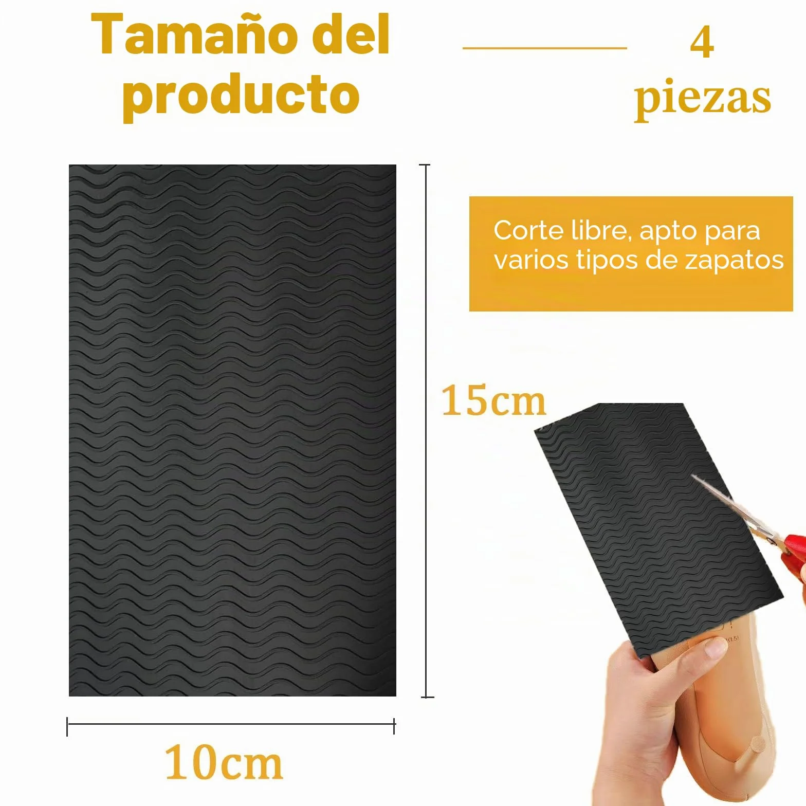 Protectores para Suelas de Zapatos Antideslizantes, Plantillas Autoadhesivas, Reducción de Ruido, Negro