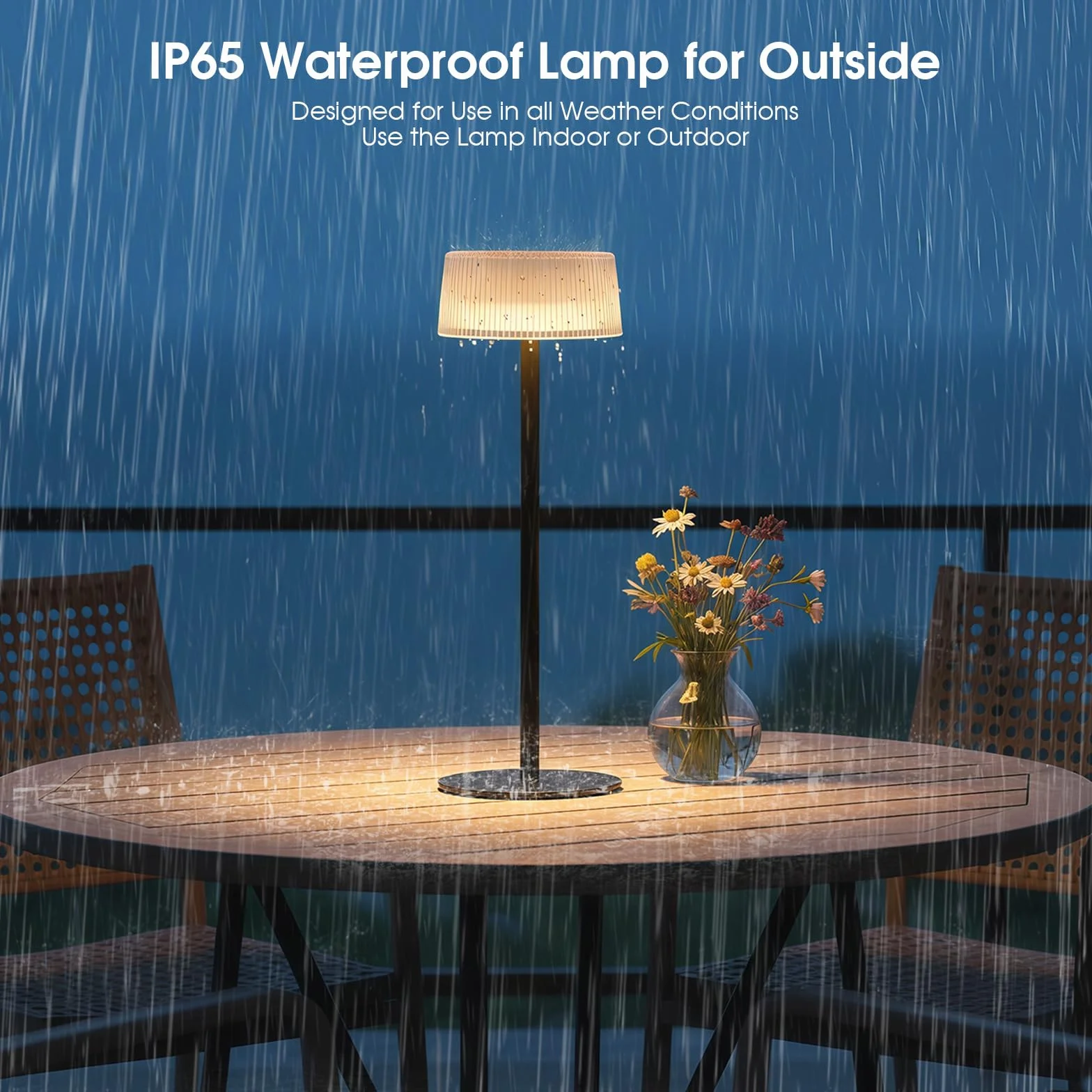 Lámpara de Mesa LED Inalámbrica Recargable 4000 mAh Solar USB-C Táctil 3 Temperaturas IP65 Exterior Terraza Jardín