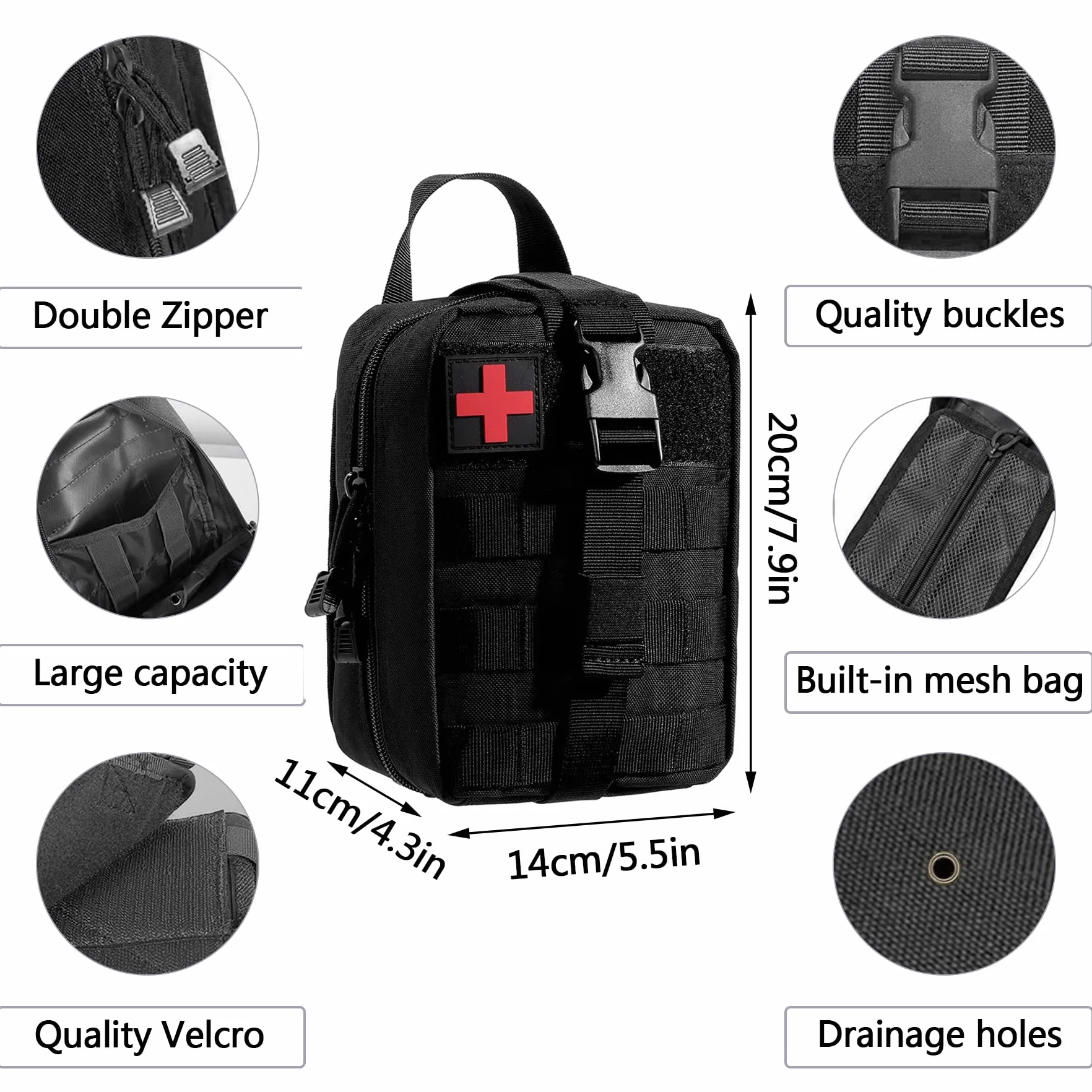 Tactical EMT Medical,táctica Bolsa MOLLE Pouch,Médica Bolsa,Botiquín de Primeros Auxilios,Táctica Compacta Botiquín,Bolsa de Emergencia,Kit Primeros Auxilios,Bolsa EMT Kit de Supervivencia