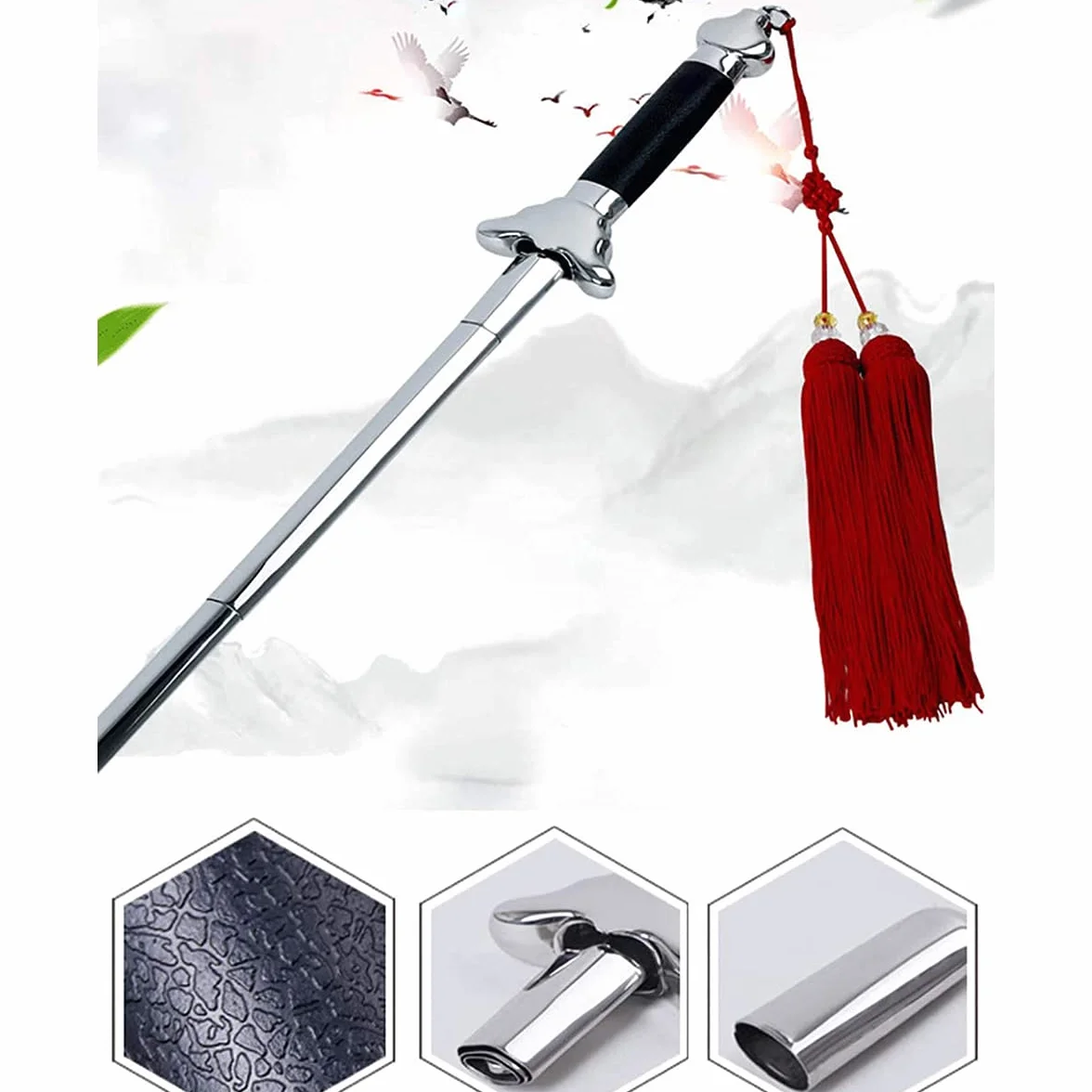 Espada De Taichi China Extensible con Bolsa De Cuero PU Roja