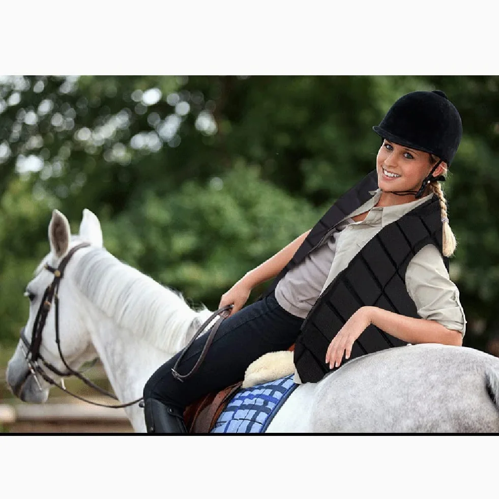 Protector de Espalda Chaleco de Entrenamiento de equitación Protector de Espalda Equitación con amortiguación Deportiva Acolchado para niños y Adultos (Negro CL)