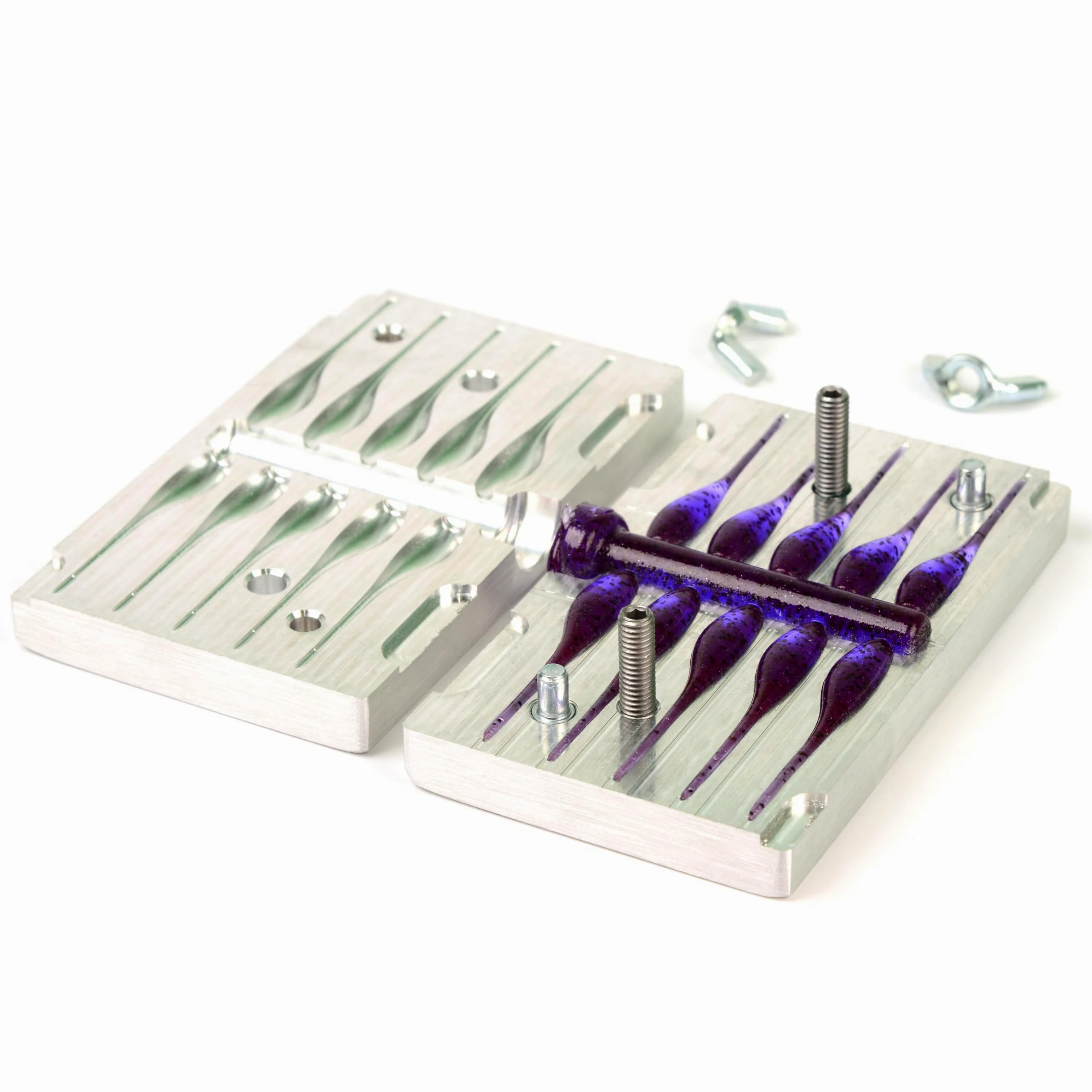 Soft Plastiс - Moldes para Hacer señuelos de inyección, señuelos de Pesca Crappie de 2 Pulgadas, 10 cavidades de Aluminio