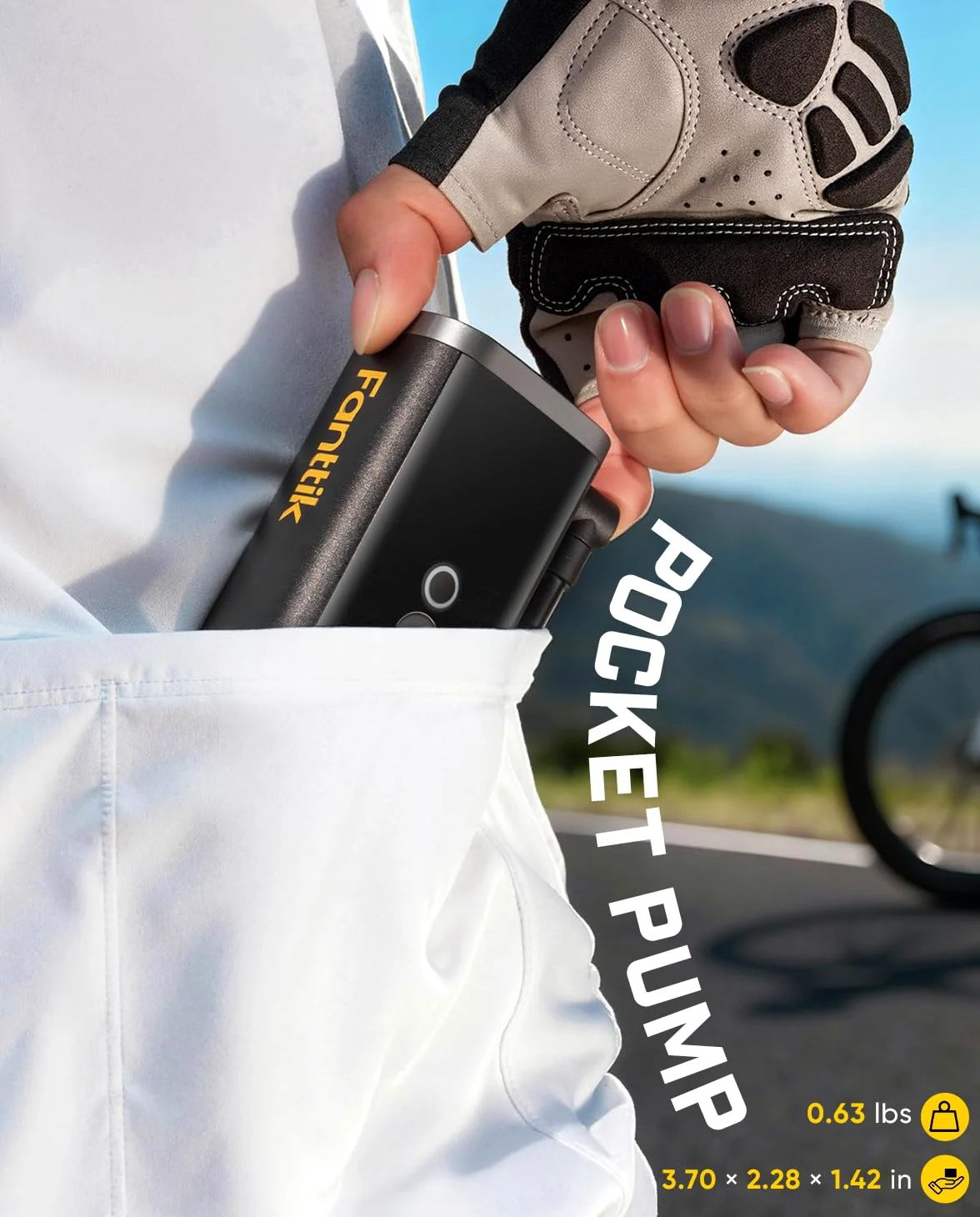 Fanttik X11 Ace Mini bomba de bicicleta, bomba de bicicleta de inflado rápido de 21 segundos con calibre, bomba de aire eléctrica de 150 PSI portátil con válvula Presta y Schrader para bicicleta de