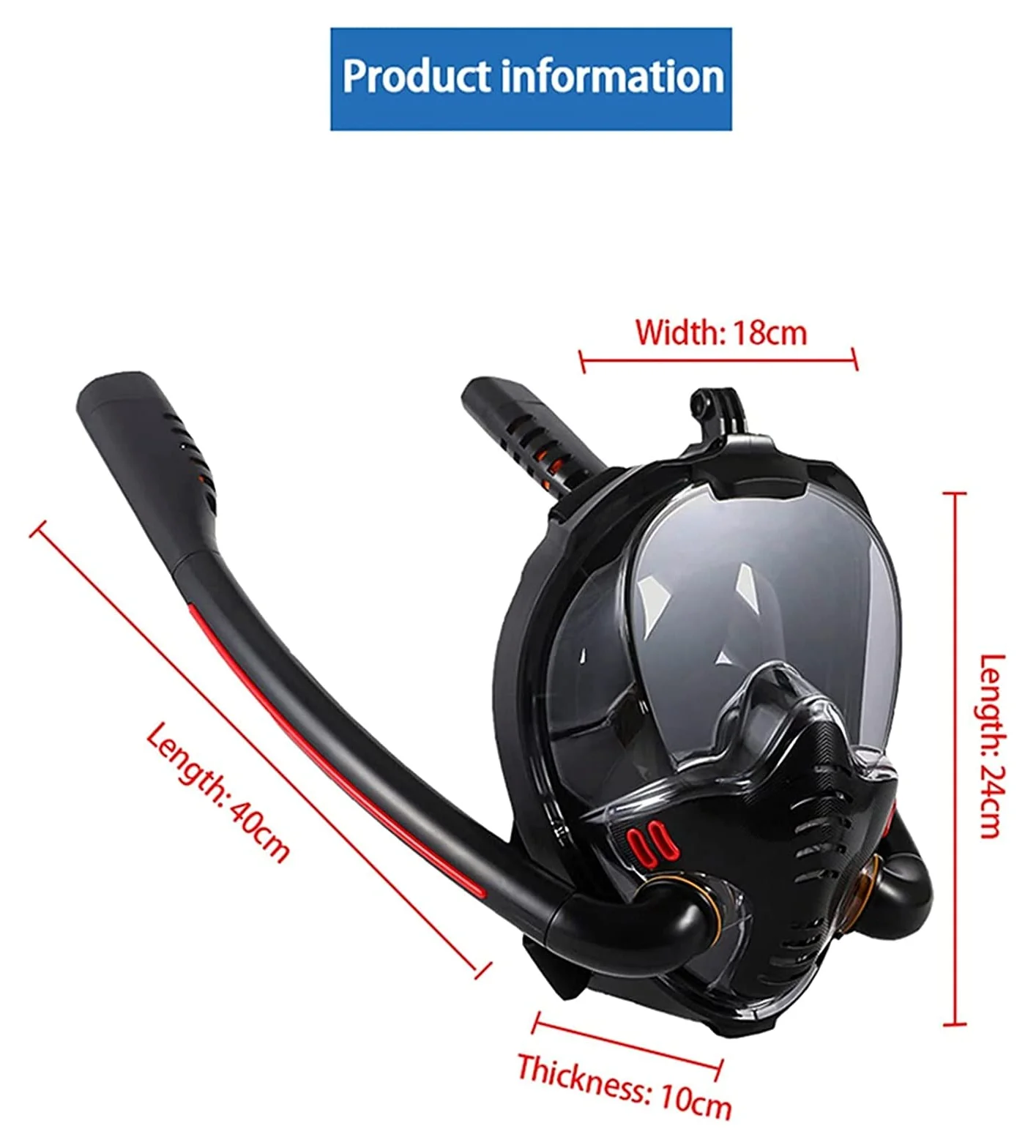 Máscara de Buceo Snorkel Submarino Scuba Anti Niebla Máscaras respiratorias de Cara Completa Equipo de natación Impermeable Seguro para Adultos jóvenes (Negro L)