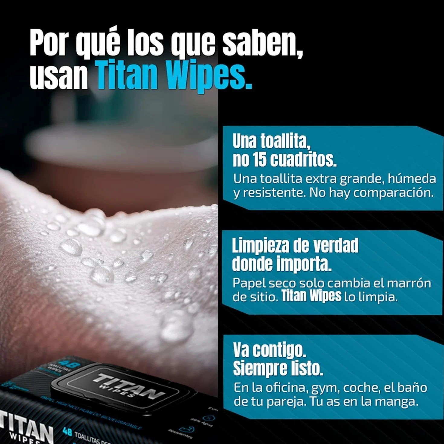 Papel Higiénico Húmedo Biodegradable EXTRA Grande 3pack 144 Toallitas XL 18×18 cm 99% Agua Aloe Vitamina E