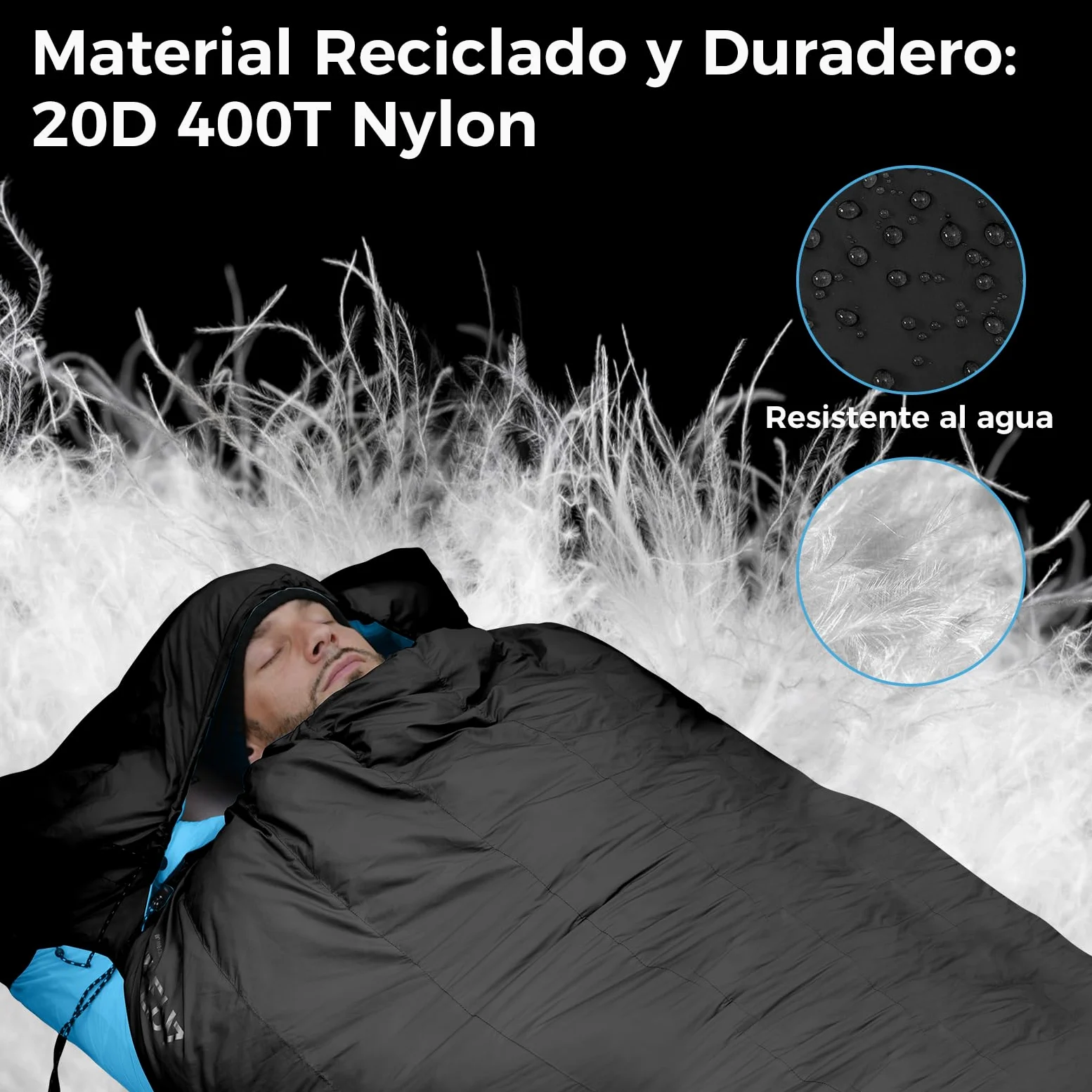 ATEPA Sacos de dormir de plumón, saco de dormir exterior para calor e impermeable, 3 en 1 adecuados para 3 estaciones, ideal para adultos en viajes, camping, se puede combinar con una colchoneta