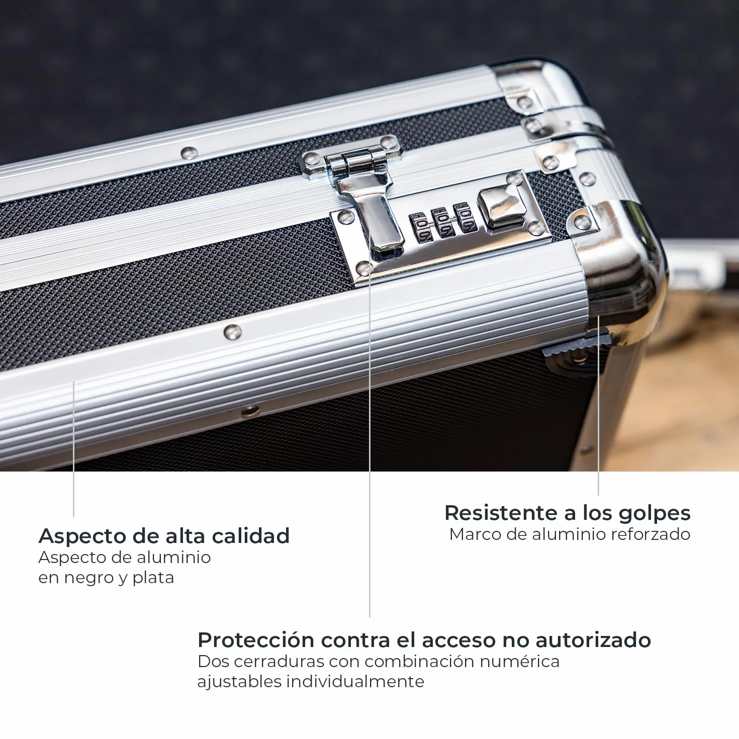 HMF 14405-02 Maleta de Aluminio para Armas y Rifles con Espuma | 117 x 36 x 12 cm | Negro