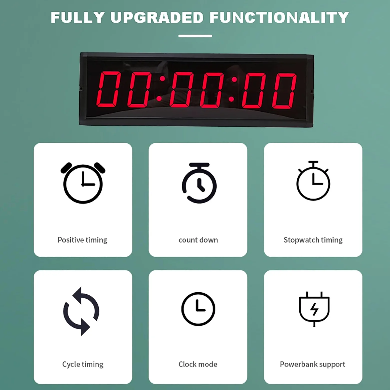 Temporizador de competición de 6 dígitos con botón de cronómetro, temporizador de intervalos de entrenamiento físico, reloj de pared digital LED, ideal for gimnasio, carreras de velocidad ( Size : 5In