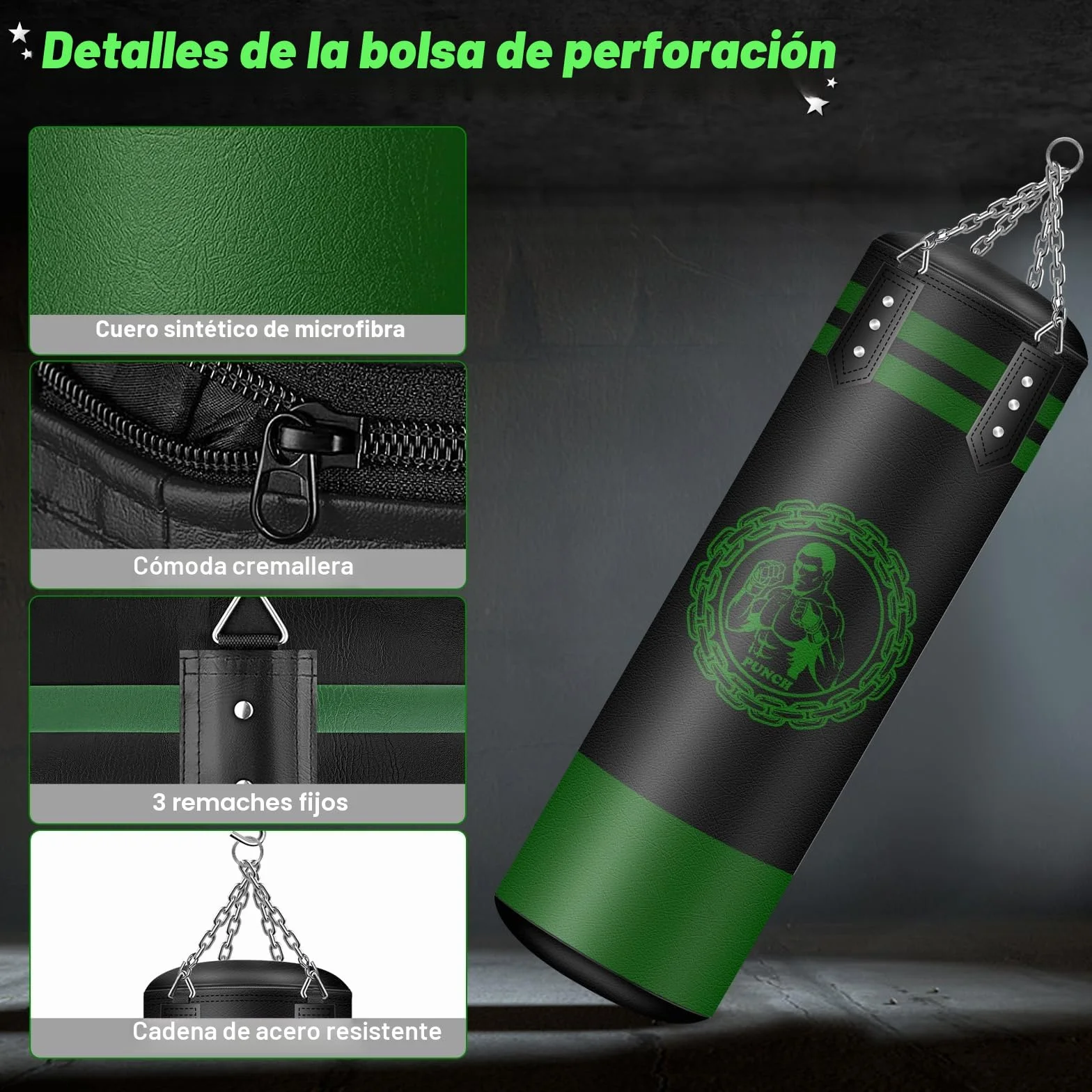 NZQXJXZ Saco de Boxeo para Colgar,120cm sin Rellenar Relleno Saco Boxeo, Microfibra de Cuero Bolsa Pesada para la formación de Kickboxing Fitness MMA Grappling Muay Thai Karate