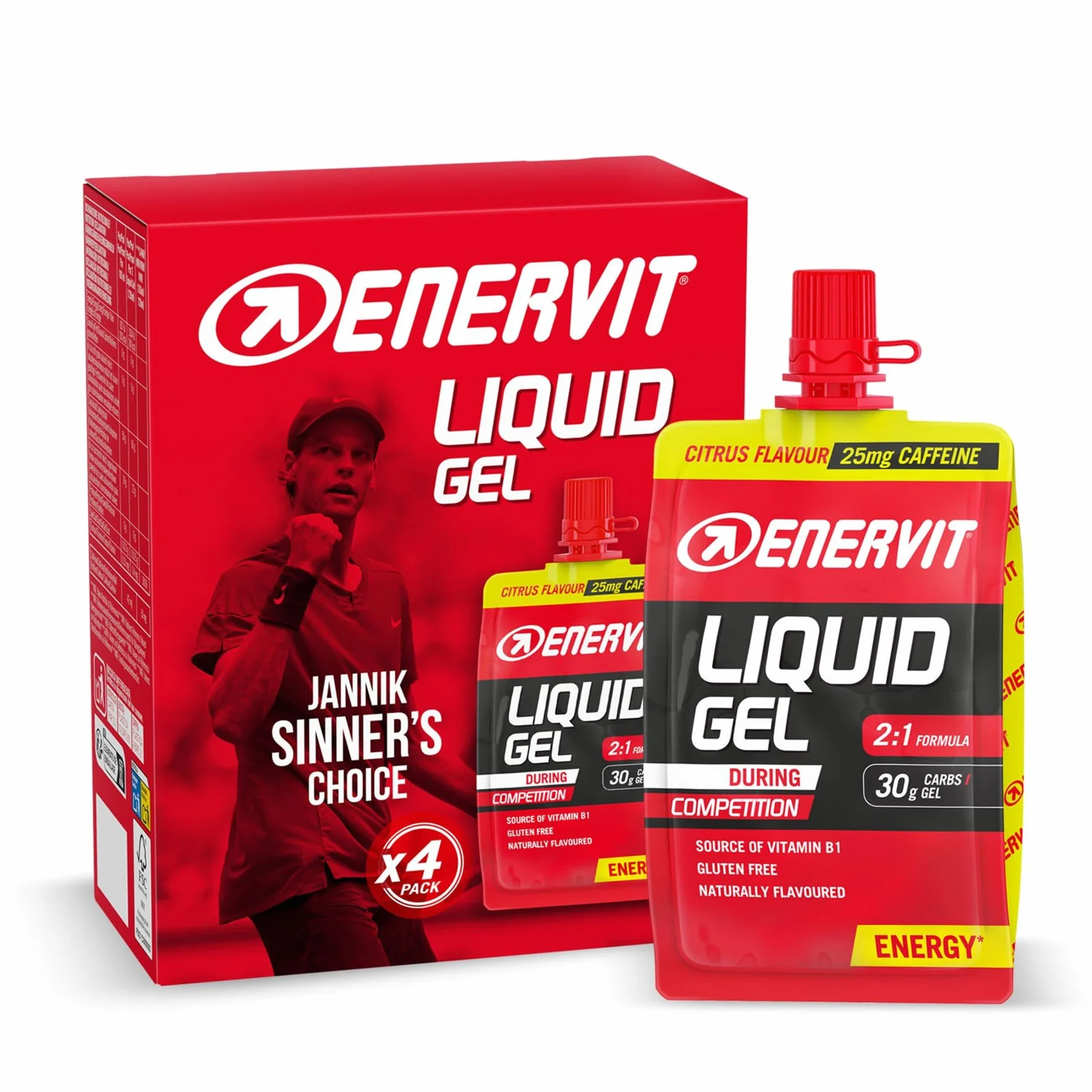 Enervit Gel Sabor a Cítricos con Cafeína 30g Carbohidratos 4x60ml