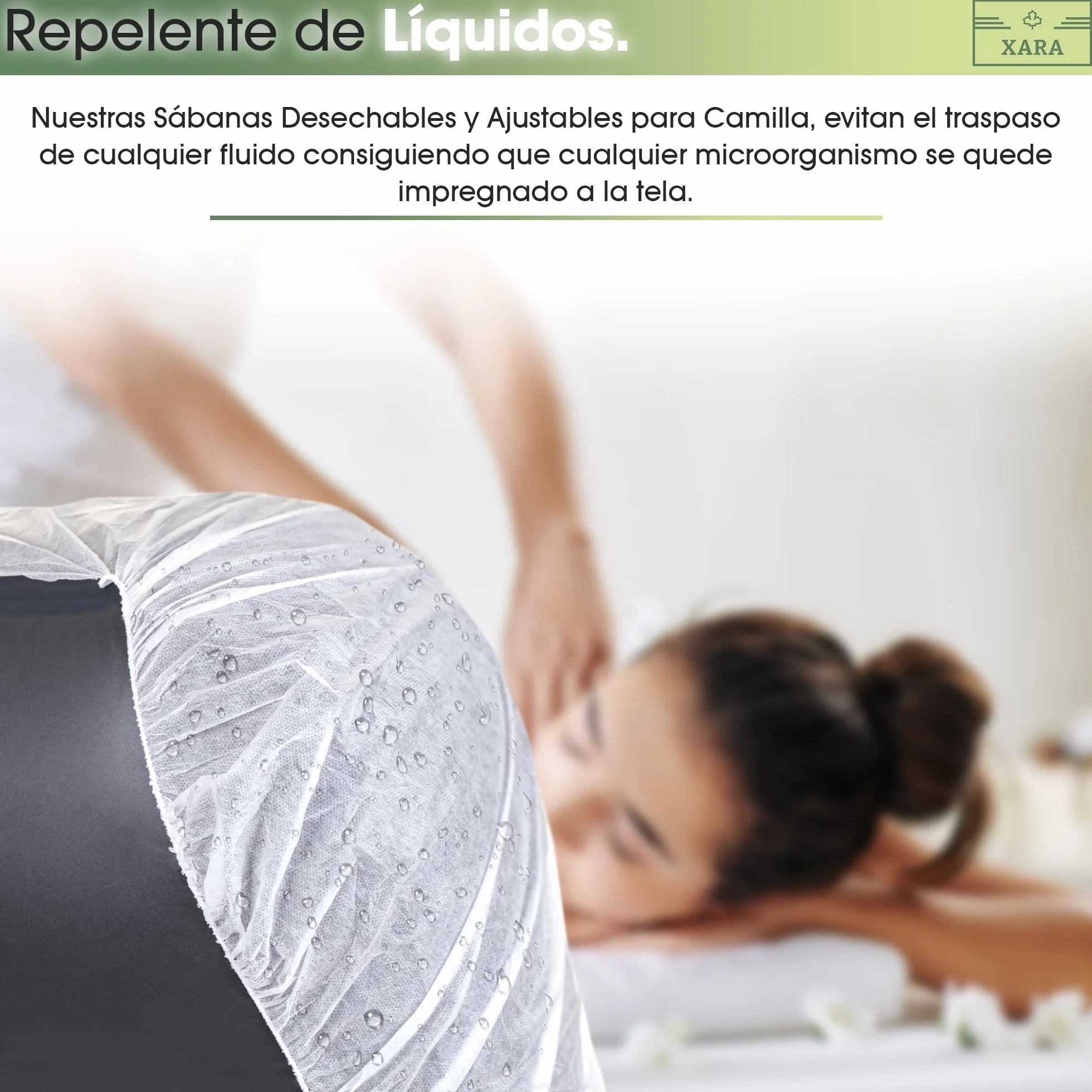 XARA Sabanas Camilla Ajustables TNT Desechables 95x220cm 20gr Pack 10 Reciclables Repele Líquidos