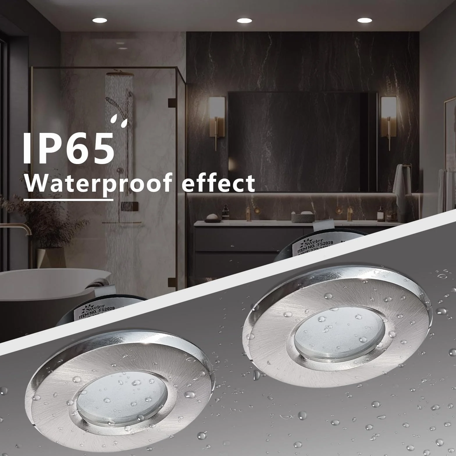 Focos Empotrables LED Impermeables IP65 Base GU10 Aluminio Fundado ACD12 Níquel Satinado Corte 68 mm 1 Pieza