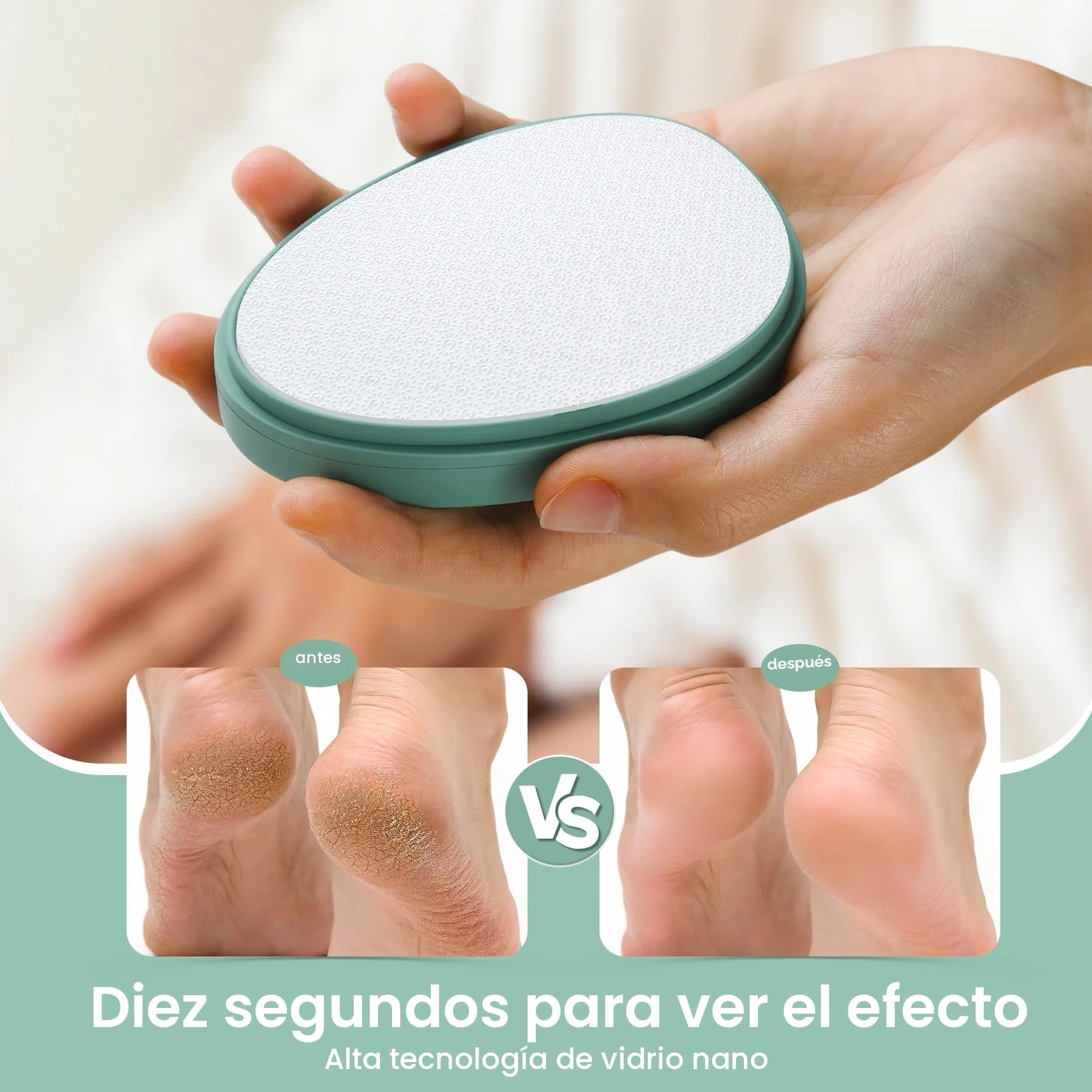 BEZOX Lima de pies y removedor de callos de nanovidrio 2 en 1 - Eliminación suave de durezas