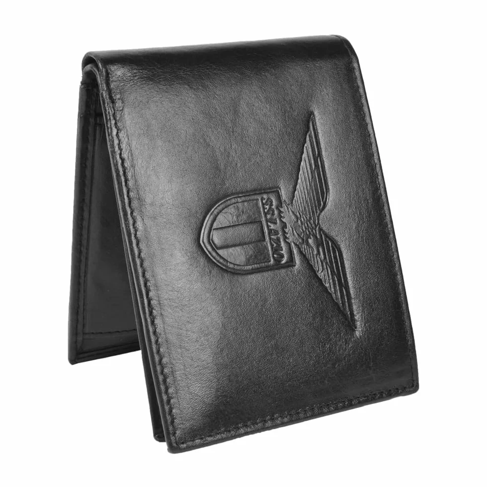 Cartera de Piel con Logotipo Estampado en Caliente, Producto Oficial SS LAZIO 173188, Negro, Cartera de Cuero