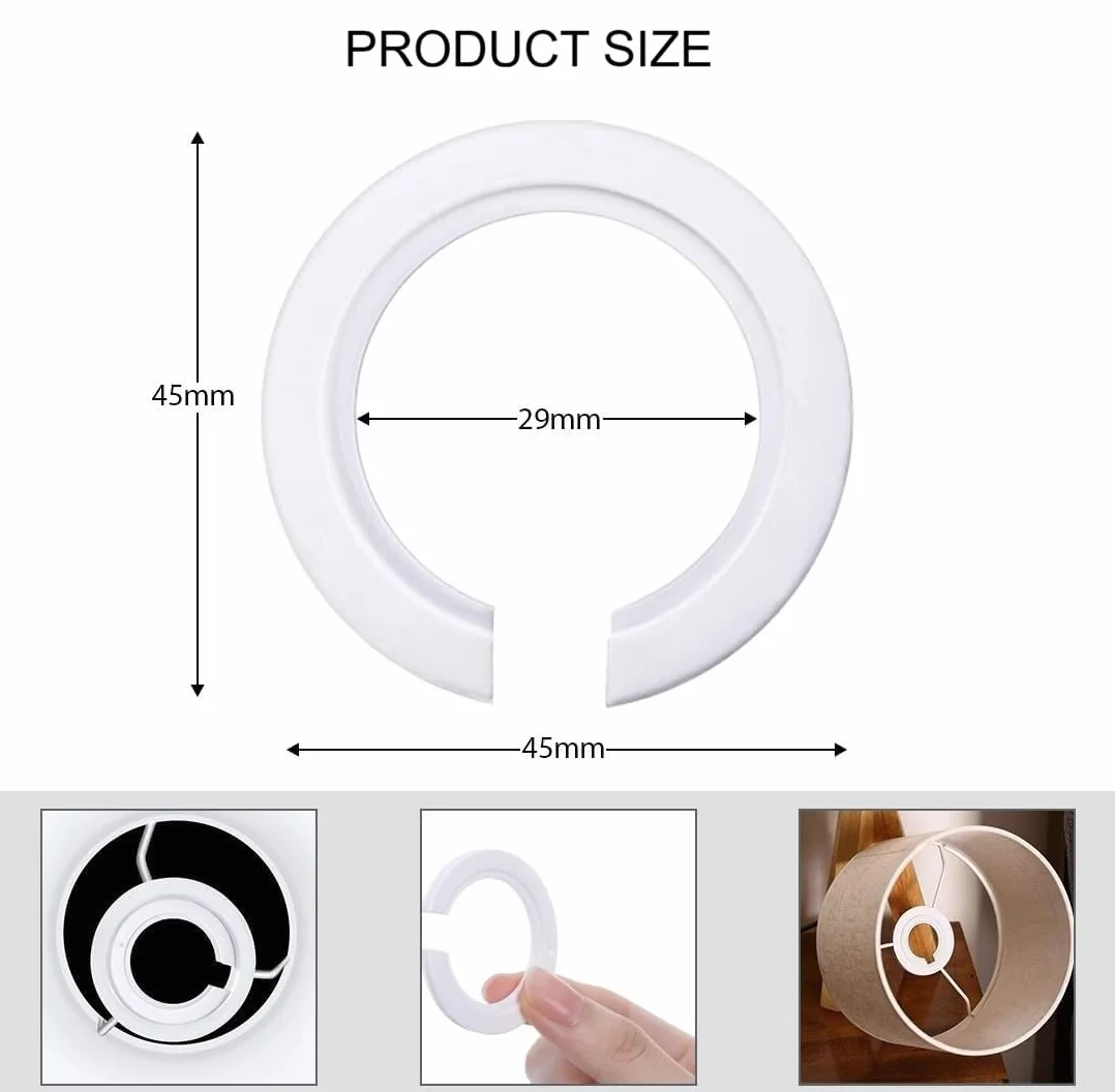 Anillos Reductores para Pantalla 42 mm a 29 mm, Adaptador E27 a E14, Convertidor Portalámparas, Plástico Blanco, PUNTO ES LIGHTING