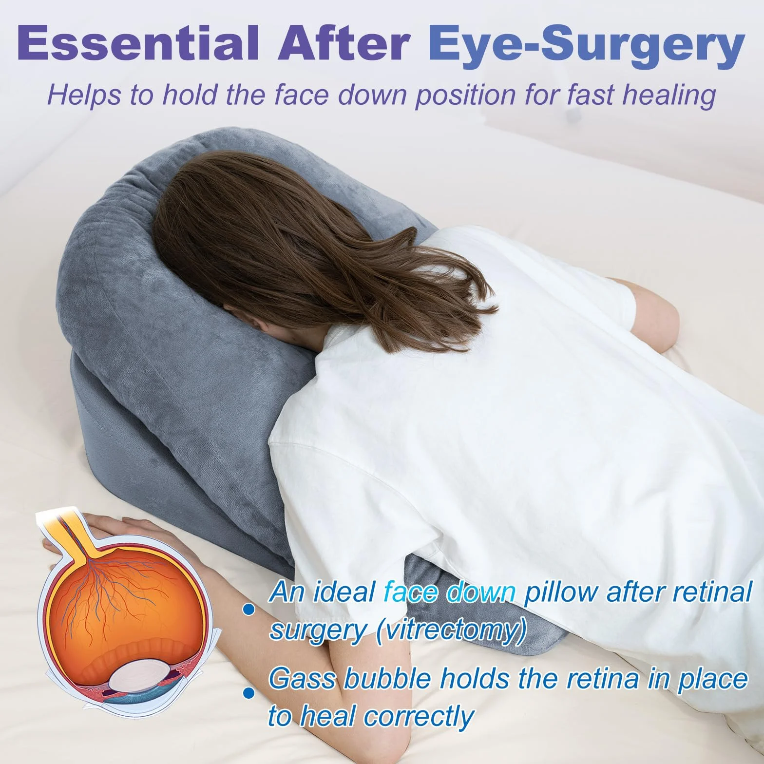 HOMCA Almohada Boca Abajo con Agujero para Desprendimiento de Retina, Almohada Facial de SPA