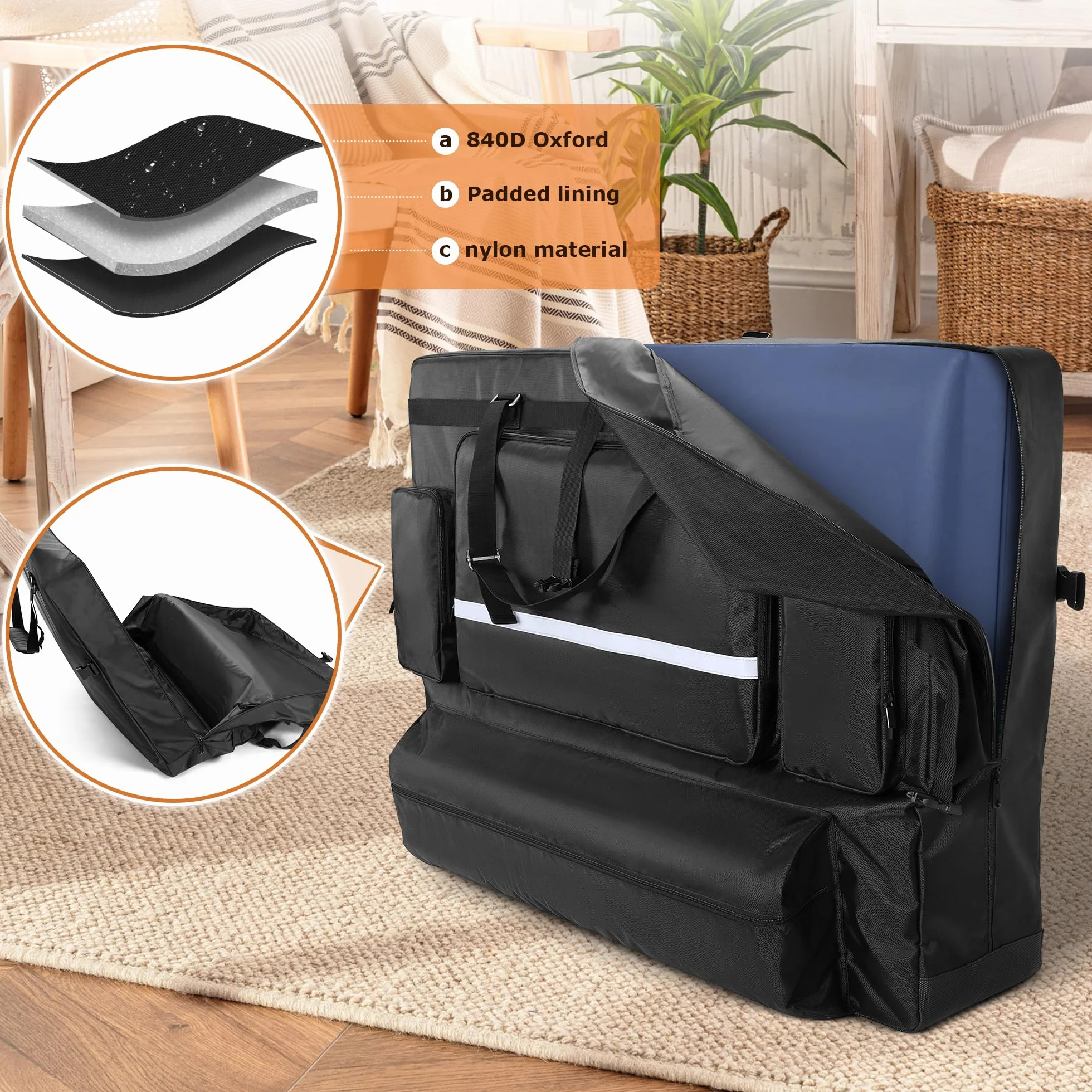 Luxja Bolsa para Camilla de Masaje Plegable 24" a 30" Ancho, Negro