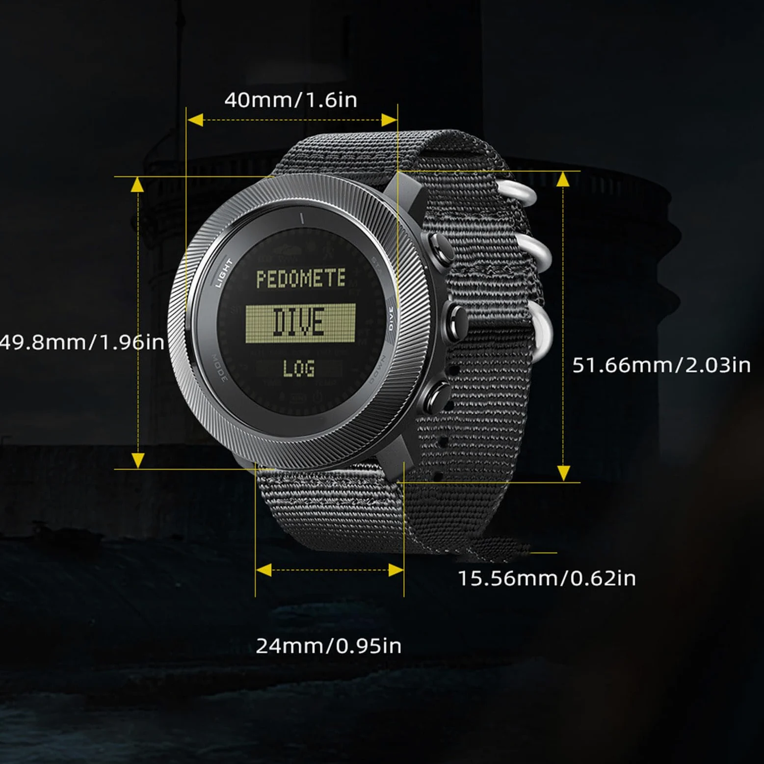 POENVFPO Reloj de Buceo Al Aire, Reloj Deportivo Digital con Retroiluminación LED y Brújula, Resistente Al Agua hasta 328 Pies para Buceo y Actividades Aire