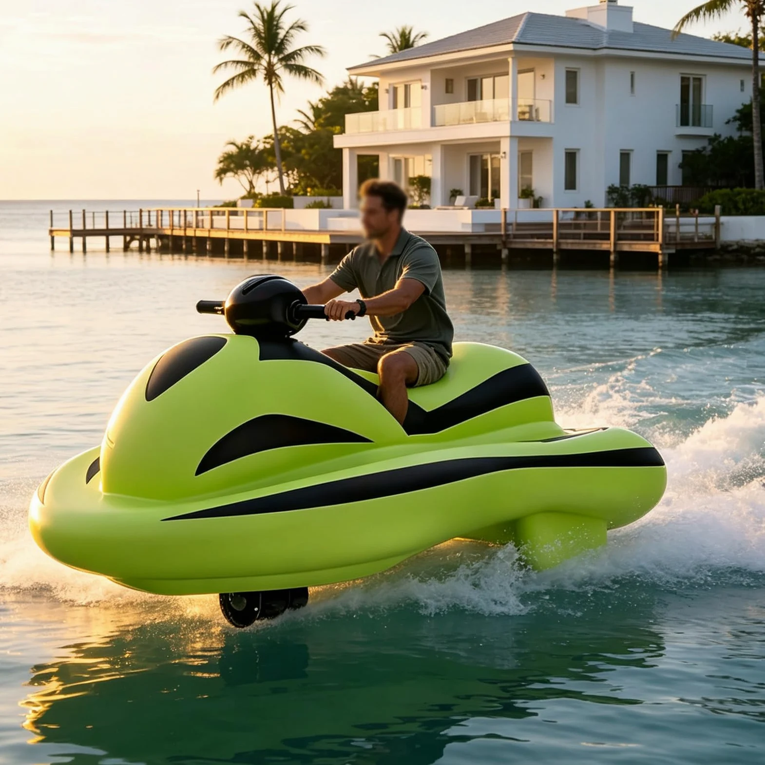 Moto AcuáTica EléCtrica SubacuáTica, Moto AcuáTica Inflable con Motor, ClasificacióN De Impermeabilidad Ipx7, Velocidad De 6-8 Km/H, DiseñO PortáTil para Lagos Y Aguas Costeras Green