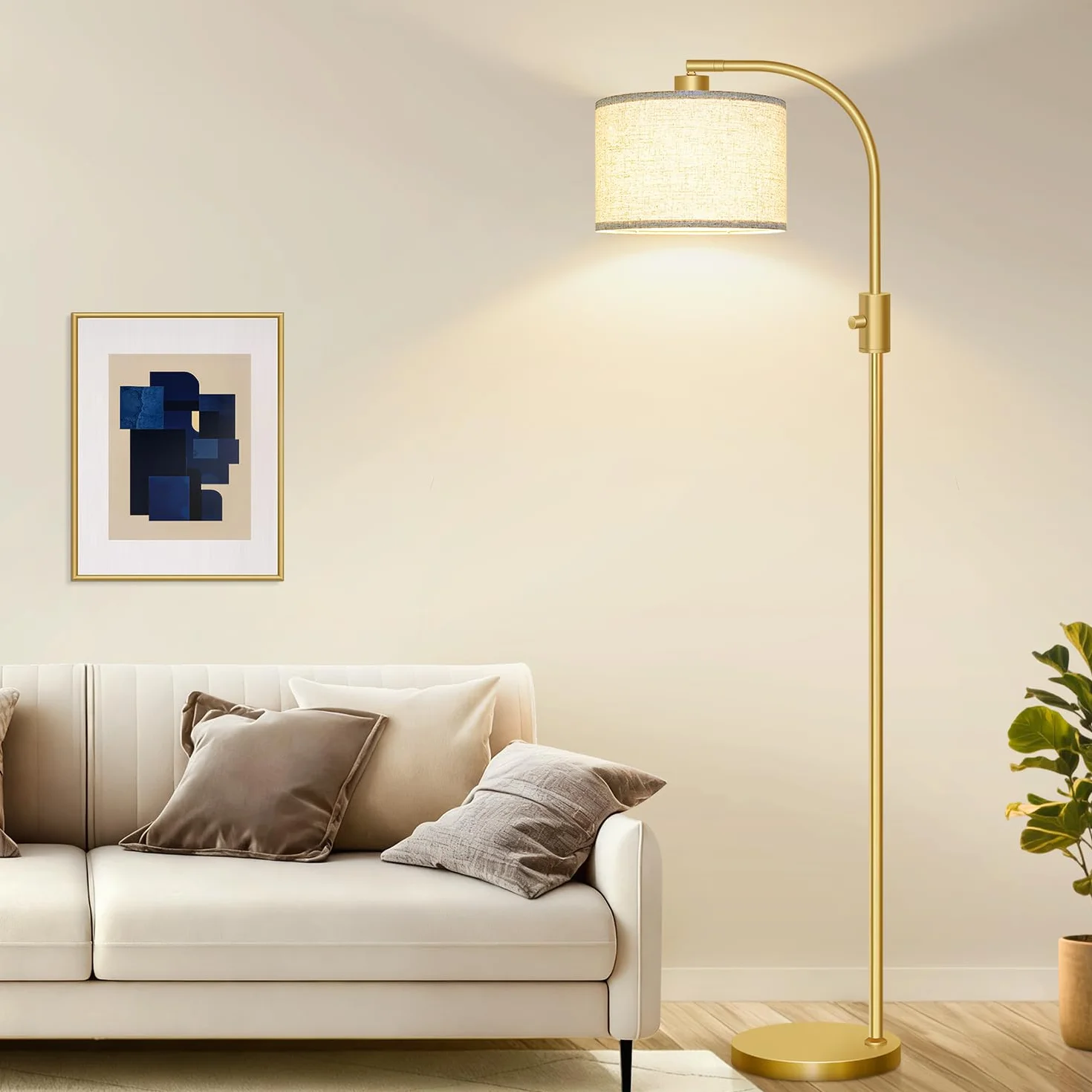 Nintiue Lámpara de pie regulable 1200 lúmenes LED 165cm arco con pantalla ajustable