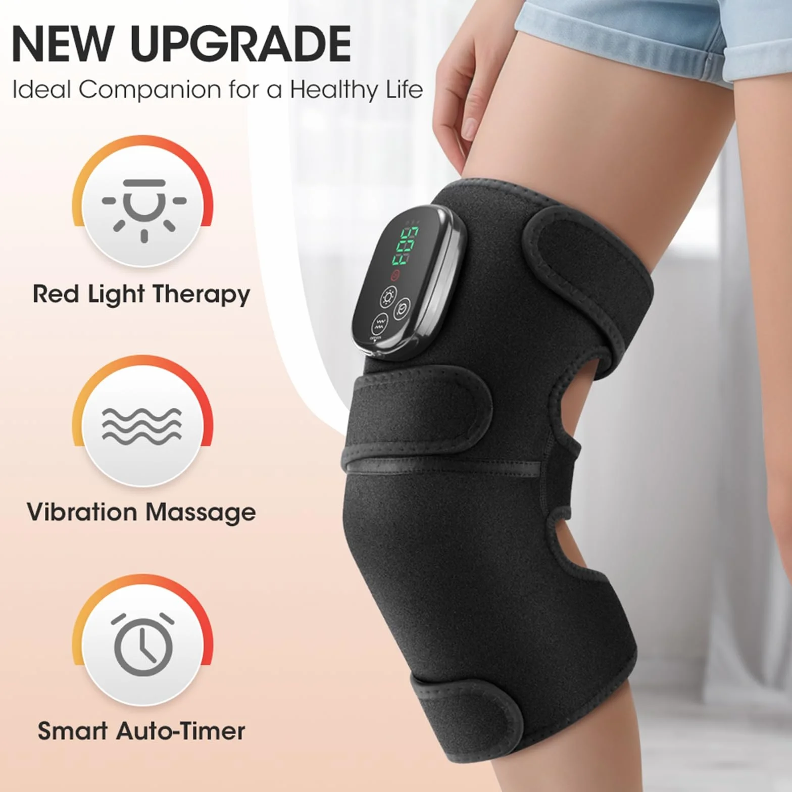 BestYiJo Masajeador de rodilla con 4 zonas de vibración, control inalámbrico recargable