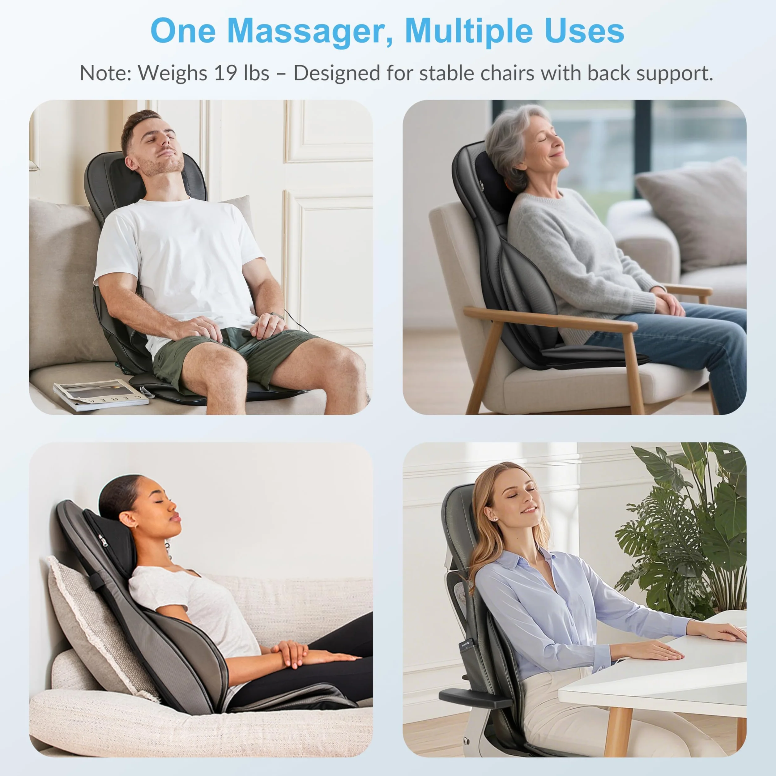 COMFIER Masajeador de Espalda Shiatsu 2D/3D con Calor y Compresor Ajustable para Cuello y Espalda