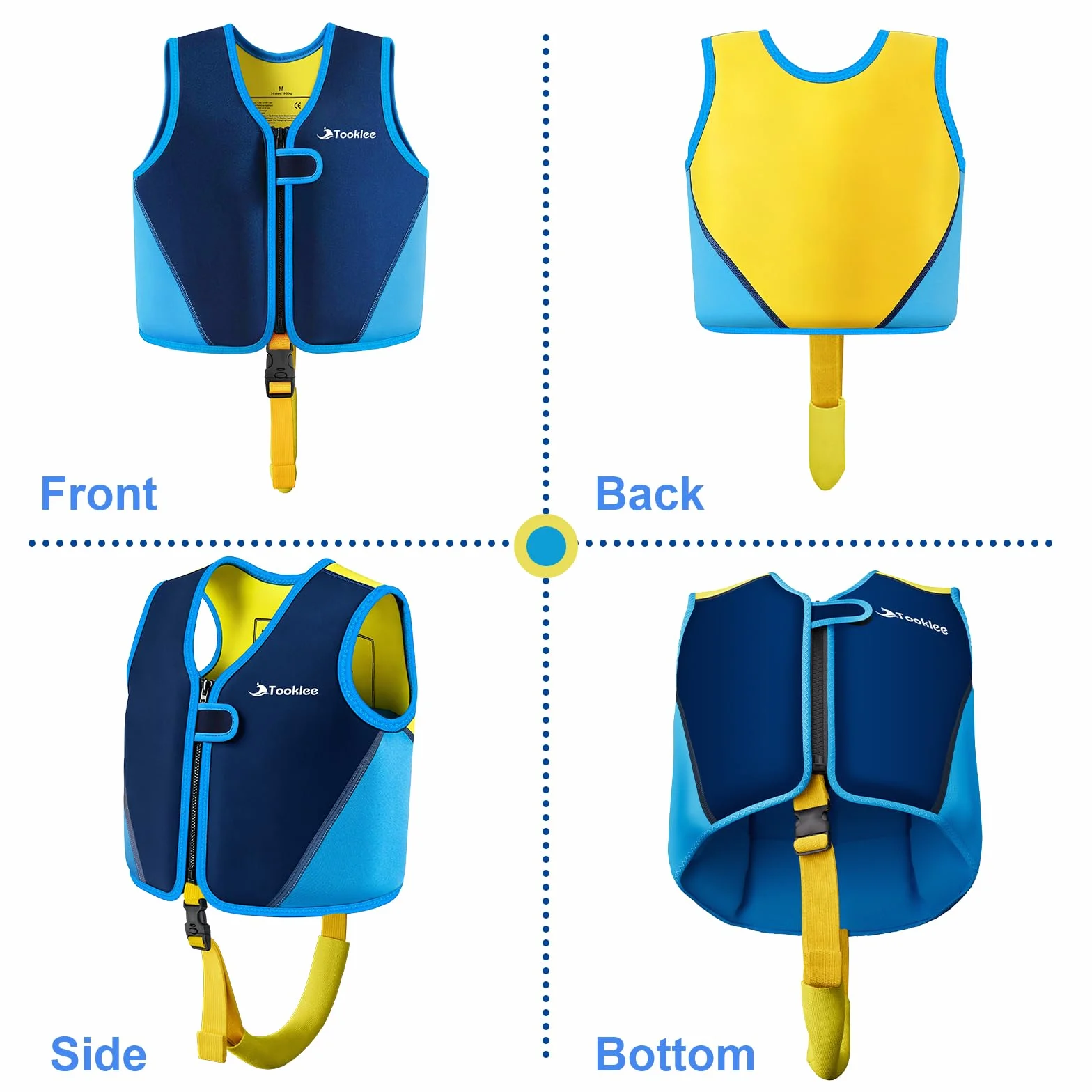 Chaleco de Natación para Niños, Sistema de Flotación Ajustable de 8 Paneles, Probado por TÜV, Neopreno Premium