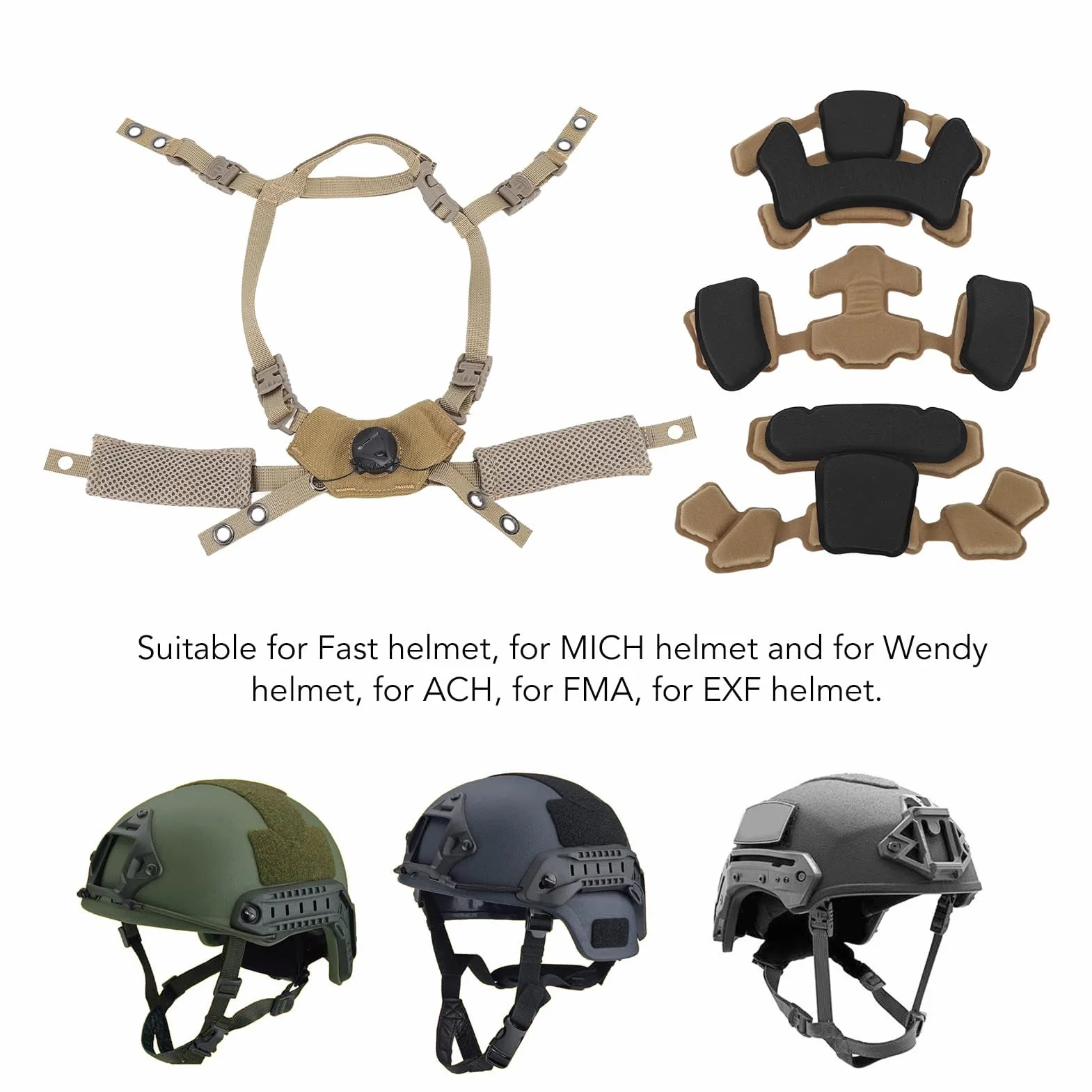 Alomejor Sistema de Suspensión del Dial del Casco, Correa para la Barbilla, Juego de Almohadillas para el Casco, Gran Compatibilidad con Wendy for ME