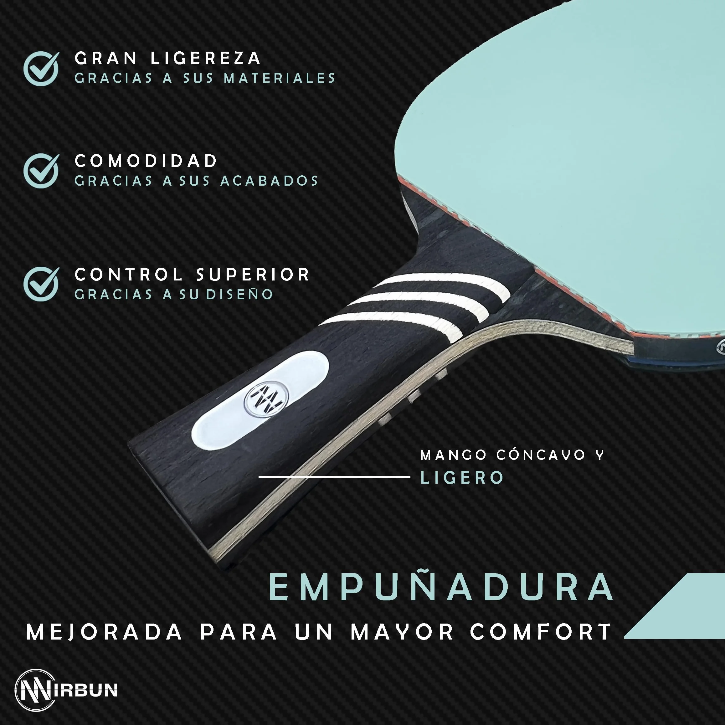 Pala de Ping Pong Profesional de Carbono Raqueta Tenis de Mesa Goma Alta Resistencia Madera Polar Carbono Funda Protectora Control Potencia Velocidad