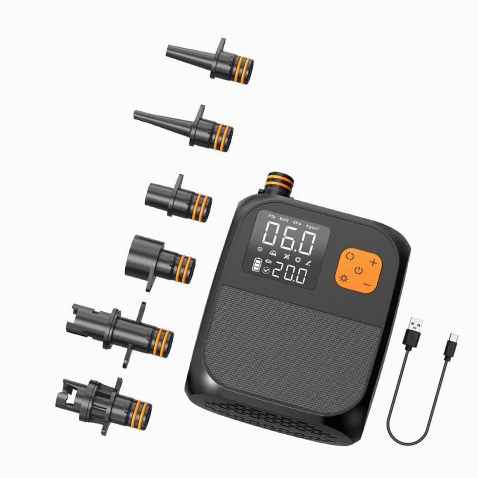 Inflador Electrico, Compresor de aire portátil de alta presión de 25 PSI, bomba de inflado for tablas de paddle surf y SUP.