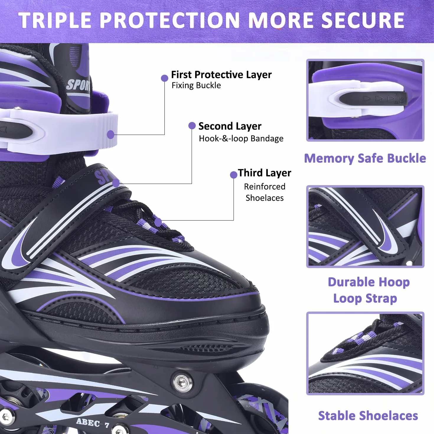 ERNAN Patines en línea, Patines en línea Ajustables iluminados para niños, Patines en línea para niños y niñas,jóvenes, Principiantes