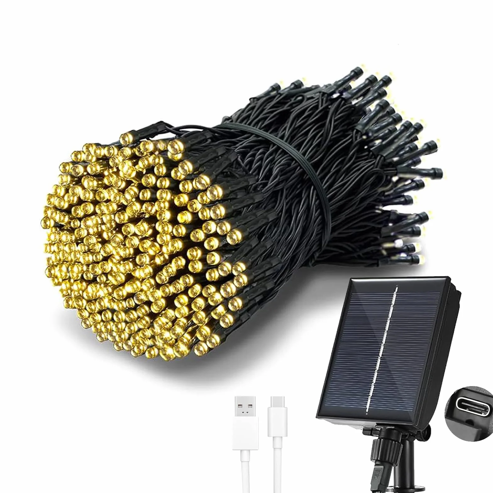 Tacobey Guirnalda Luces Exterior Solar 20M 200 LED Cadena de Luces 8 Modos Impermeable Blanco Cálido