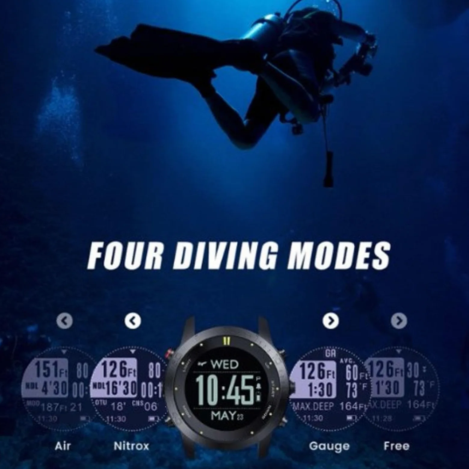 Tbest Reloj de Computadora Buceo Reloj de Buceo de con Batería de Larga Duración Barómetro de Sensor de Profundidad en Tiempo Real de Rastreo de Actividad en Tiempo Real para Bucear