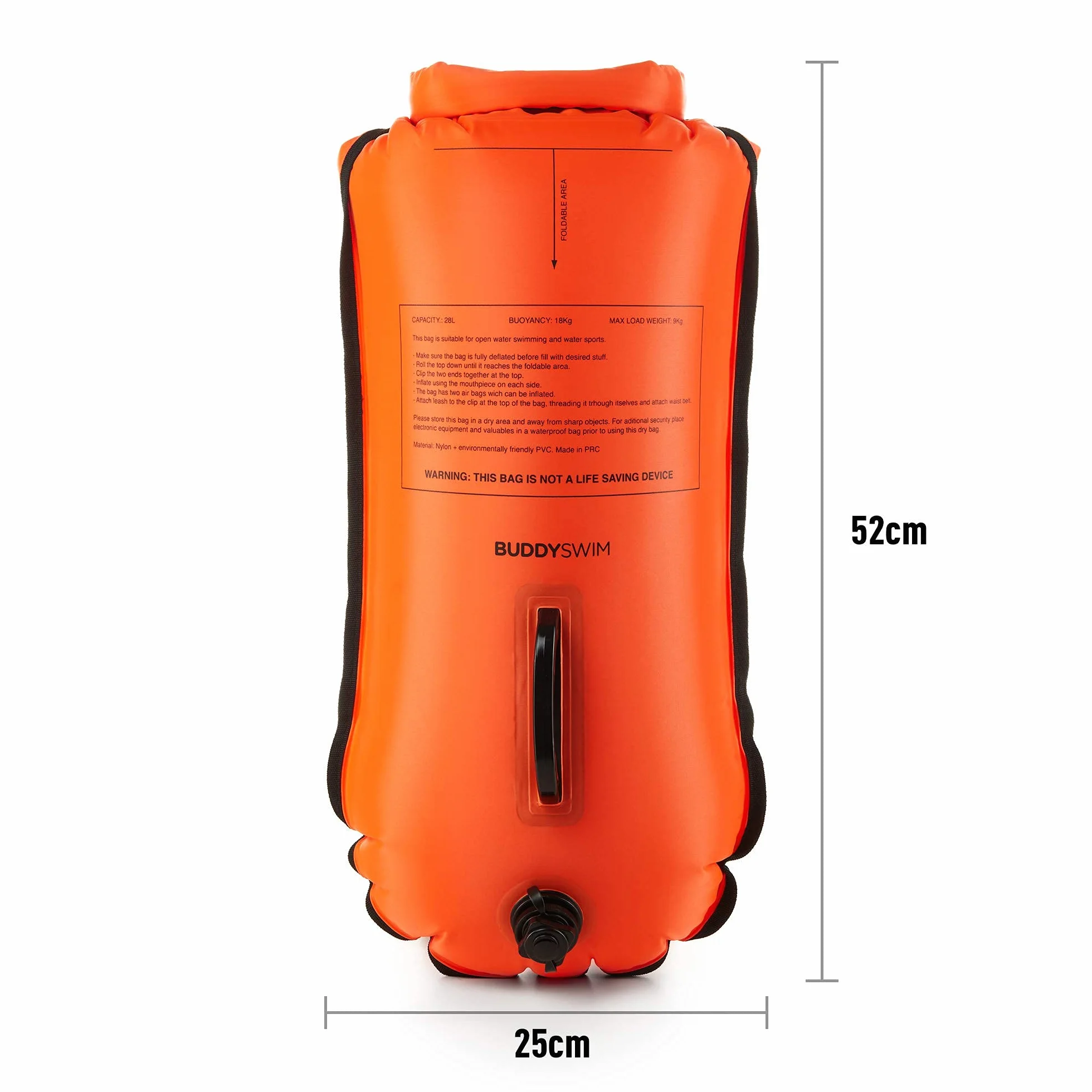 Boya Natación Aguas Abiertas 28 litros Gorro Silicona Set Seguridad Impermeable