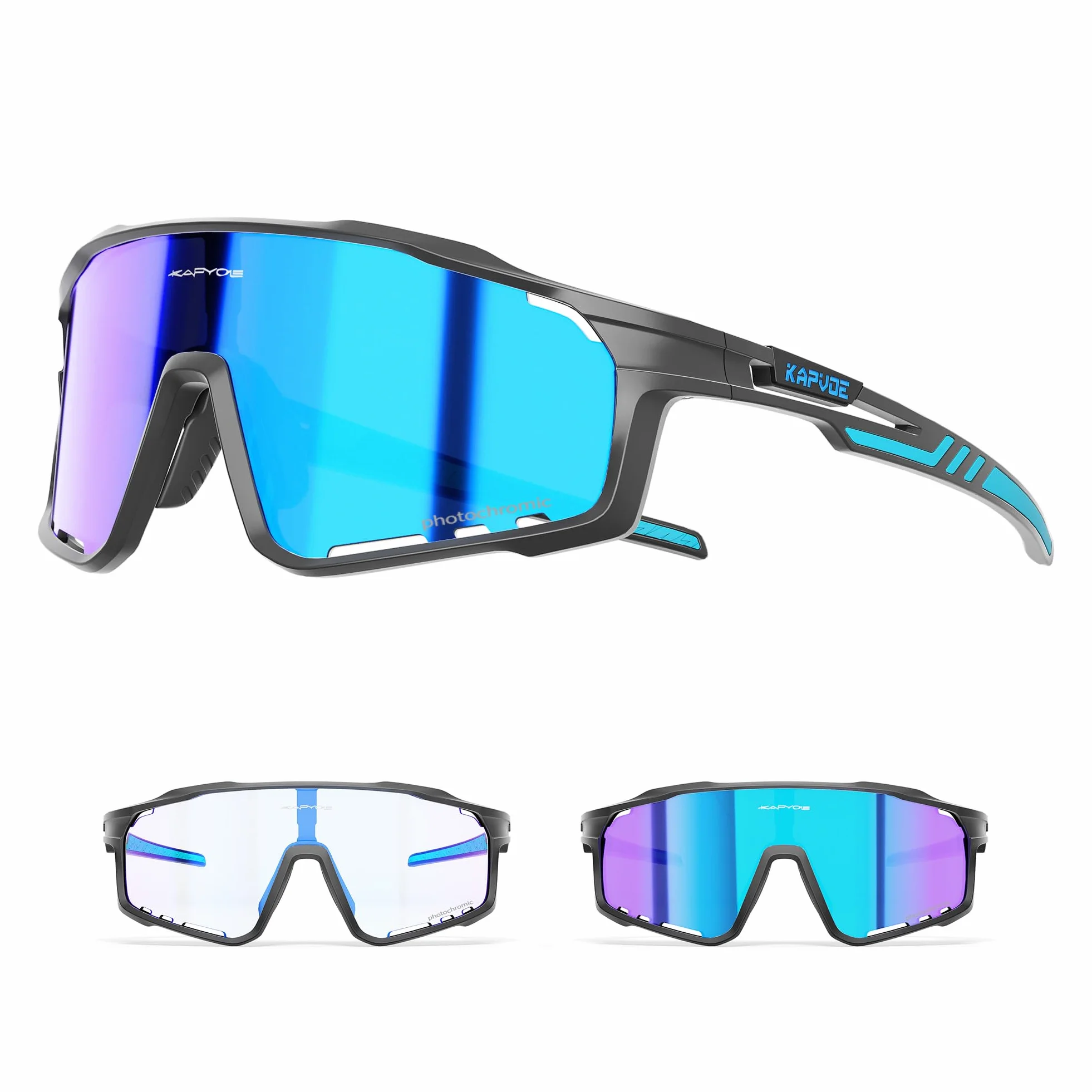 KAPVOE Gafas de Ciclismo Hombre Mujer K76 | Montura TR90, almohadilla nasal ajustable para ciclismo.