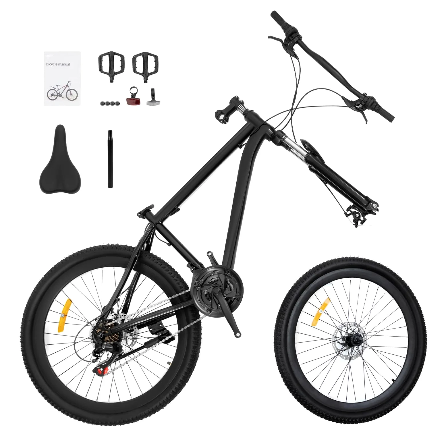 Bicicleta de montaña de 26 pulgadas, bicicletas de 21 velocidades, acero al alto carbono, para adultos, para uso diario, viajes al aire libre, hasta 150 kg, color negro