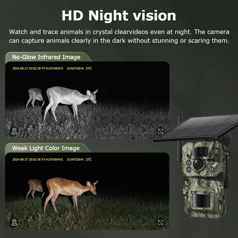 Cámara Fototrampeo 4G con GPS, Solar, Batería, SD 32GB, Visión Nocturna HD, IP66, Compatible con App UBox Pro y UCon (Verde)