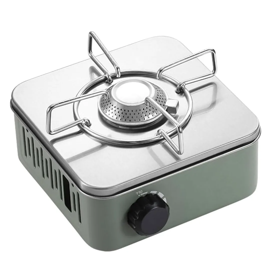 Estufa de gas portátil para camping, parrilla de cocina al aire libre con utensilios, ideal para viajes y aventuras