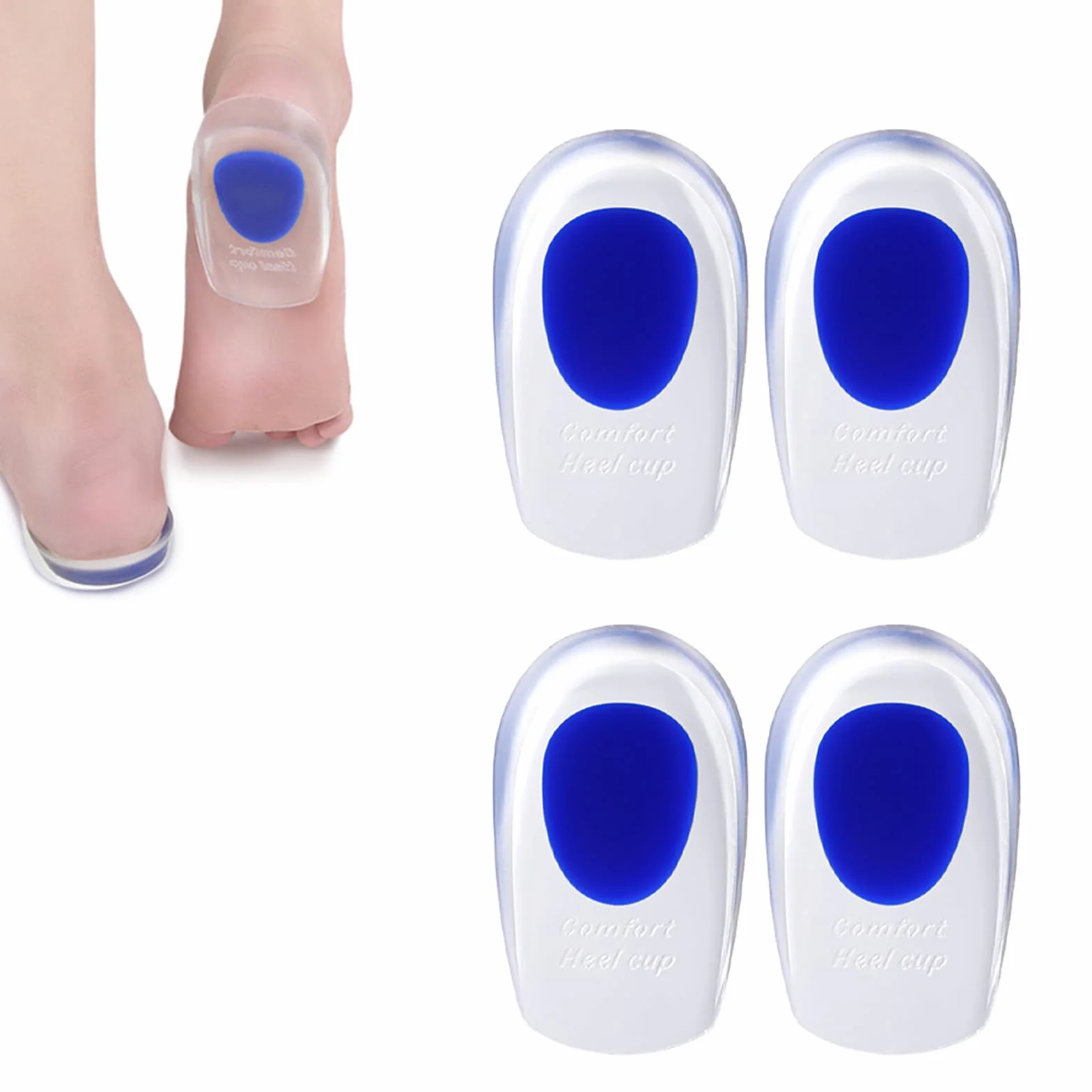 Taloneras Silicona Gel Plantillas de Talón para Fascitis Plantar Espolones Calcáneos (39-45)