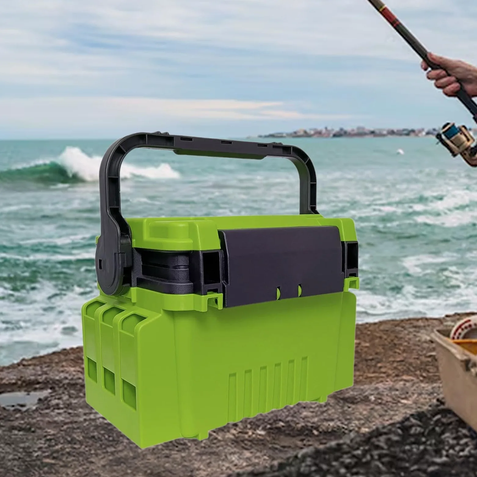 B Baosity Caja de Aparejos de Pesca, Accesorios para Herramientas de Pesca, Organizador Portátil para Exteriores, Estuche Rígido, Portador de Aparejos de Doble
