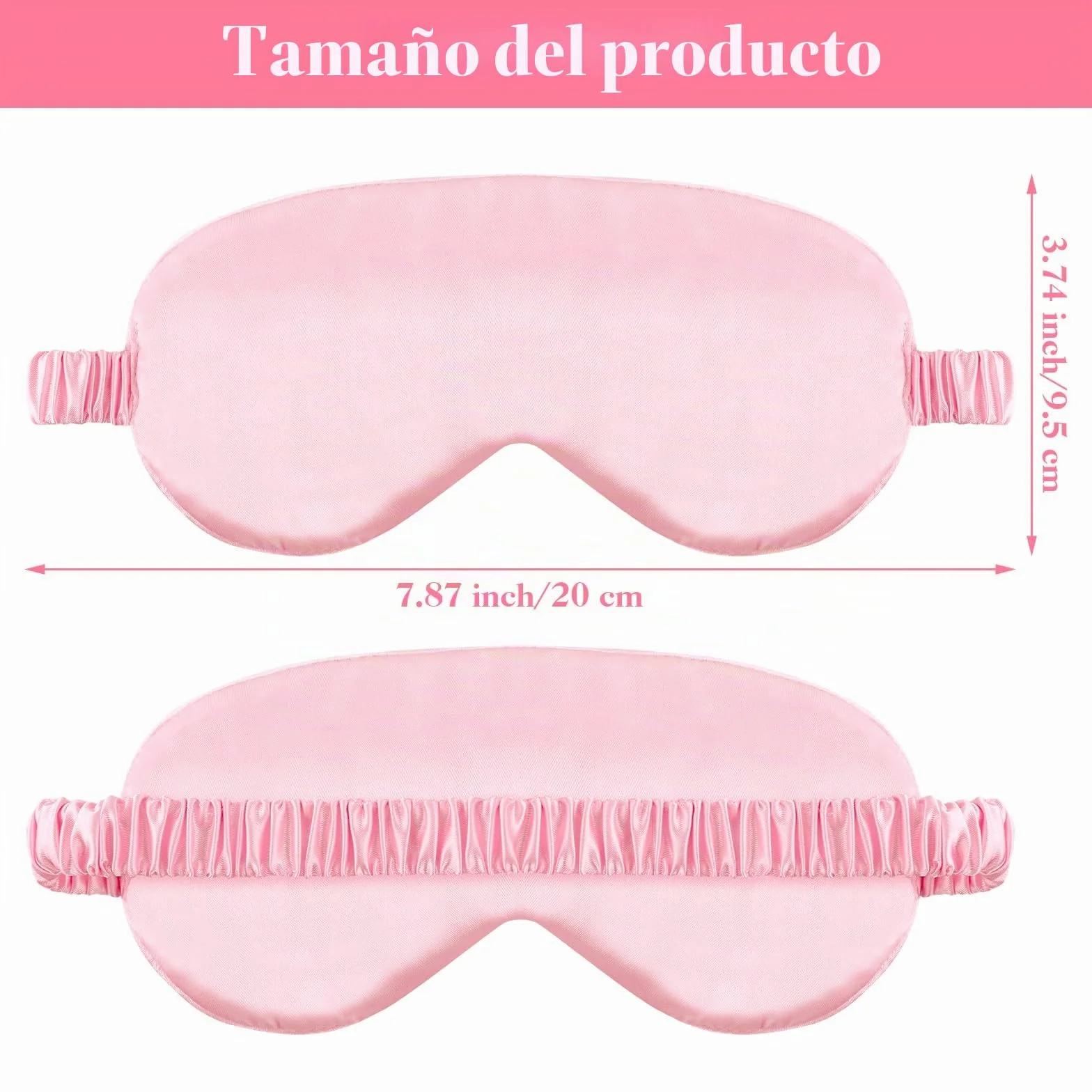 Máscara para Dormir de Seda Suave con Correa Elástica - Paquete de 2 - Negro Rosa