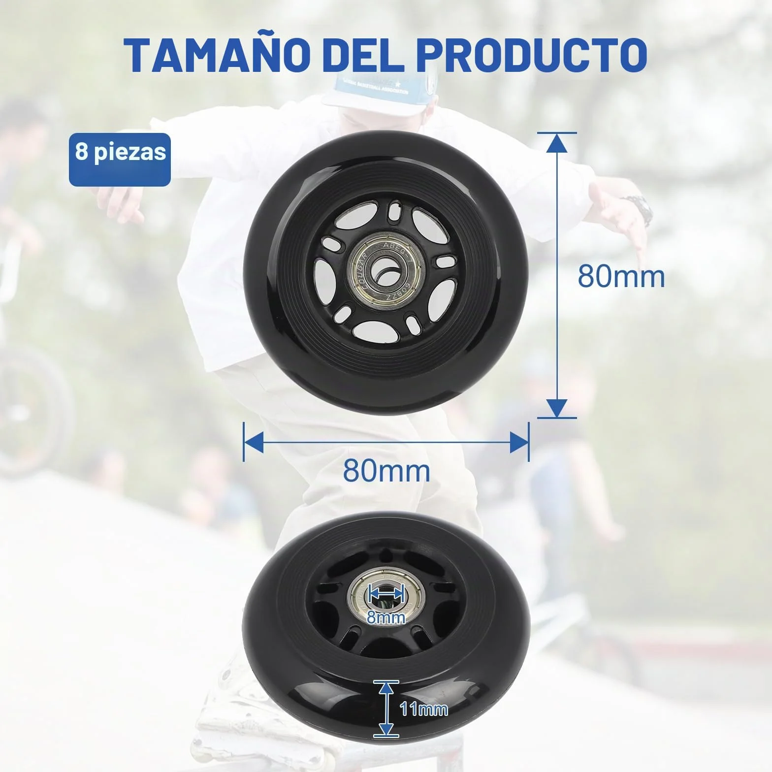 LALAGO Ruedas Patin en Linea 80mm 88A HRPU ABEC9 8 Piezas para K2 Hudora Gonex Apollo