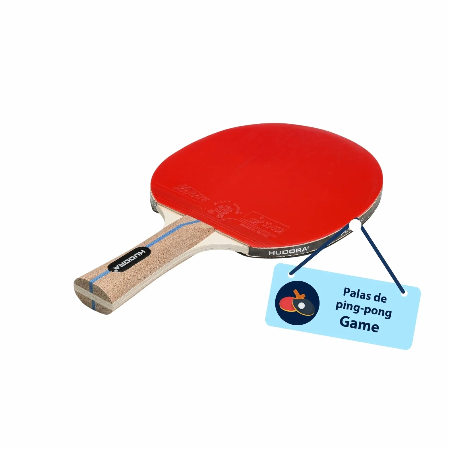 HUDORA Raqueta de Tenis de Mesa Game - Pala de Ping Pong Superficie de Torneo ITTF Karate - Pala de Pimpón para Principiantes y Profesionales - Raqueta de Tenis de Mesa de Madera