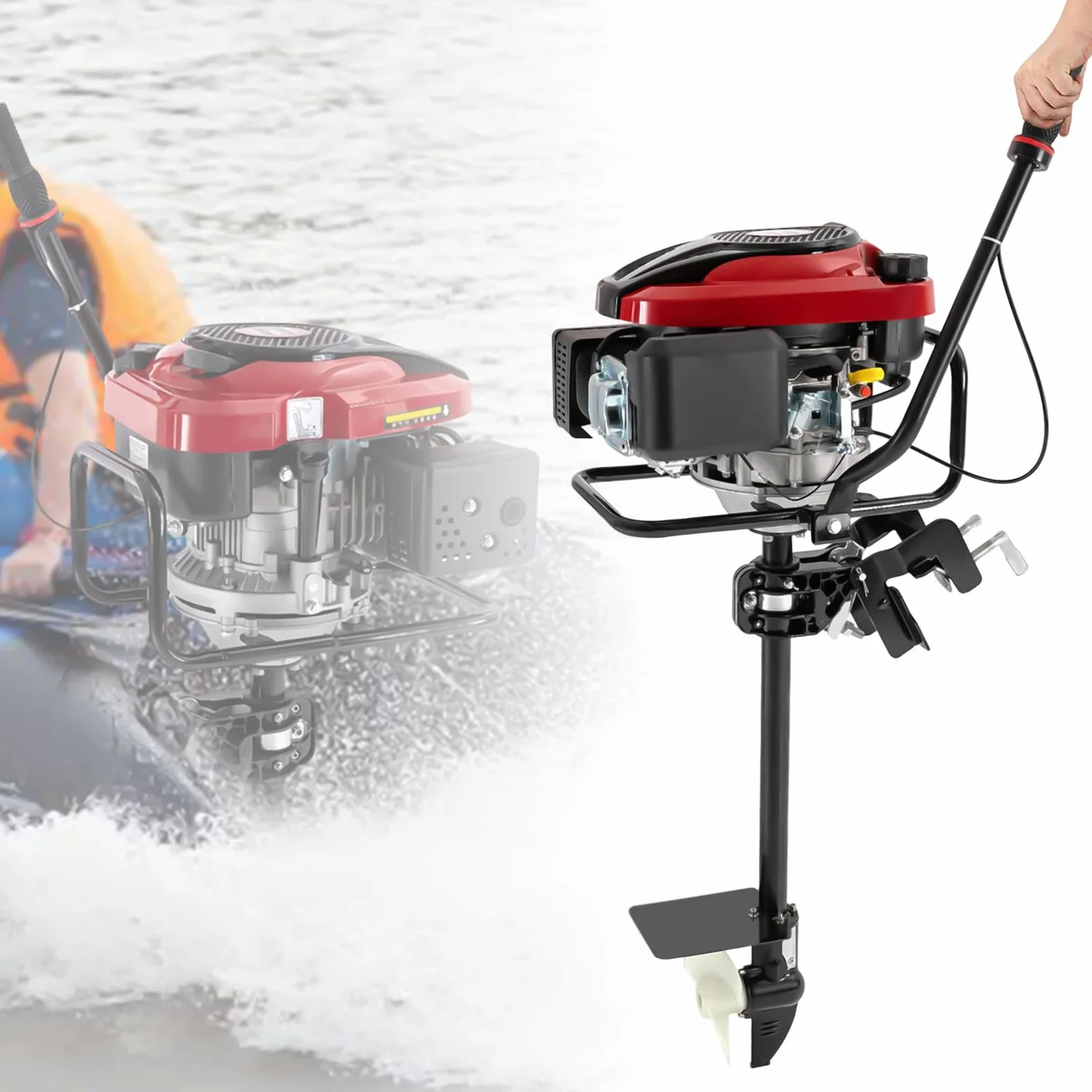 Motor fueraborda de 4 tiempos, 196 cc, motor fueraborda, motor de gasolina, 1,4 carreras, 8 CV, refrigerado por aire, motor para bote inflable, motor de barco con sistema de encendido TCI para bote de