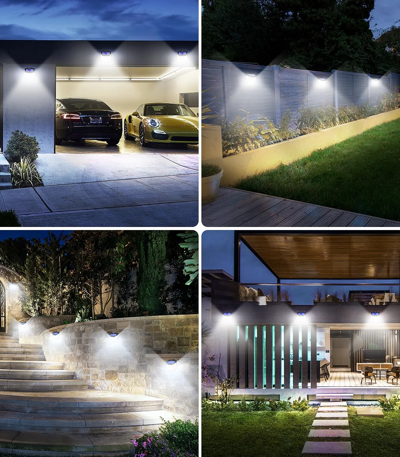 Luz Solar LED Exterior Jardin 248 LED Sensor de Movimiento 270° IP65 Impermeable 4 Paquete