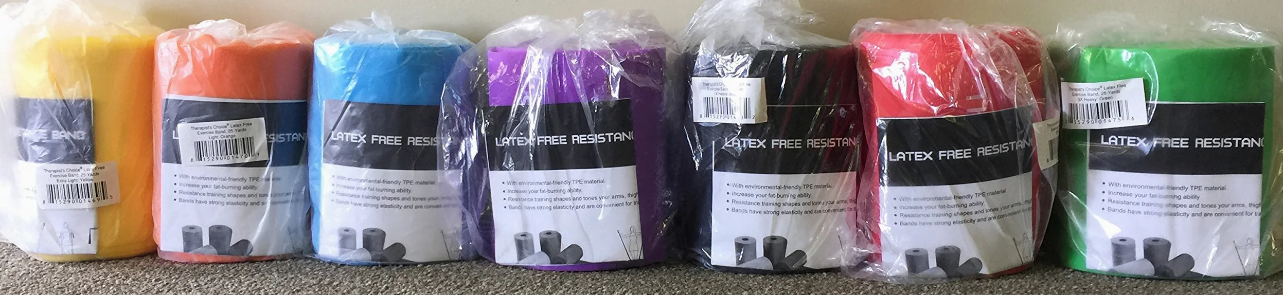 Elección del terapeuta profesional sin látex bandas de resistencia para superior e inferior del cuerpo ejercicio entrenamientos, Fisioterapia, Pilates, Rehabilitación Y inferior, 25 Yard Rollo Rollo