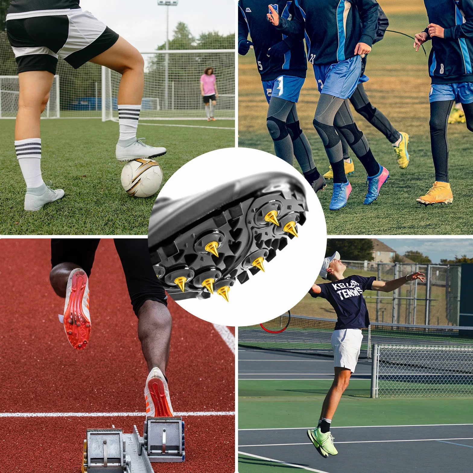 AIEX 50 Piezas Reemplazo de Clavos Atletismo 6mm con Llave de Clavos, Acero Resistente Clavos para Zapatos de Pista Piramide Track Spikes para Zapatos Deportivos Salto Largo Correr Senderismo