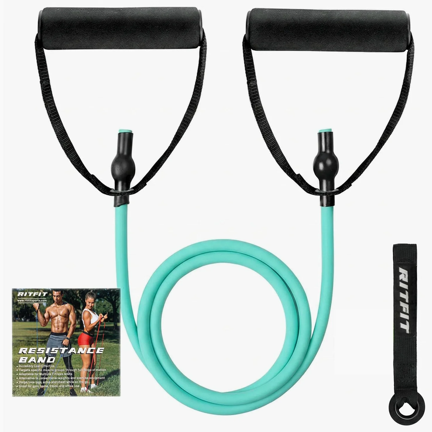 RitFit Banda de Ejercicio de Resistencia Individual con Asas cómodas-Ideal para Terapia física,Agua Entrenamiento de Fuerza,