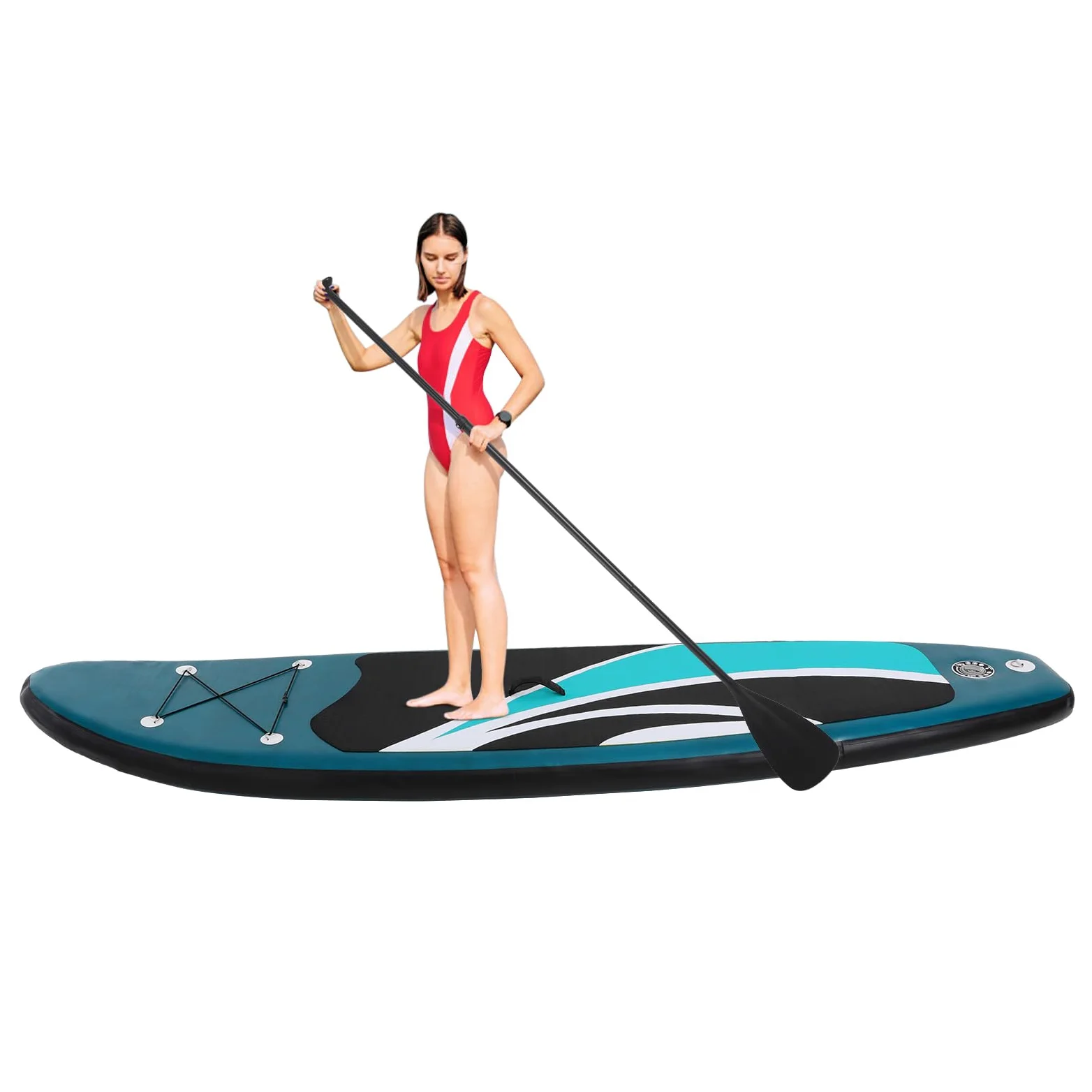 Juego de tabla inflable de hasta 150 kg, equipamiento deportivo para deportes acuáticos | Stand Up Paddling Board, Green Surfboard-Set Stabil Leicht VollSet Tragetasche Paddling Finnen Luftpumpe Leash Repair Kit