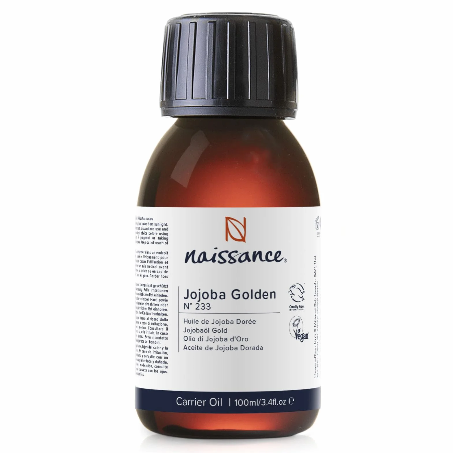 Naissance Aceite De Jojoba 100ml Vegetal Refinar Prensado En Frio Natural Hidratante Vegano Sin Hexano